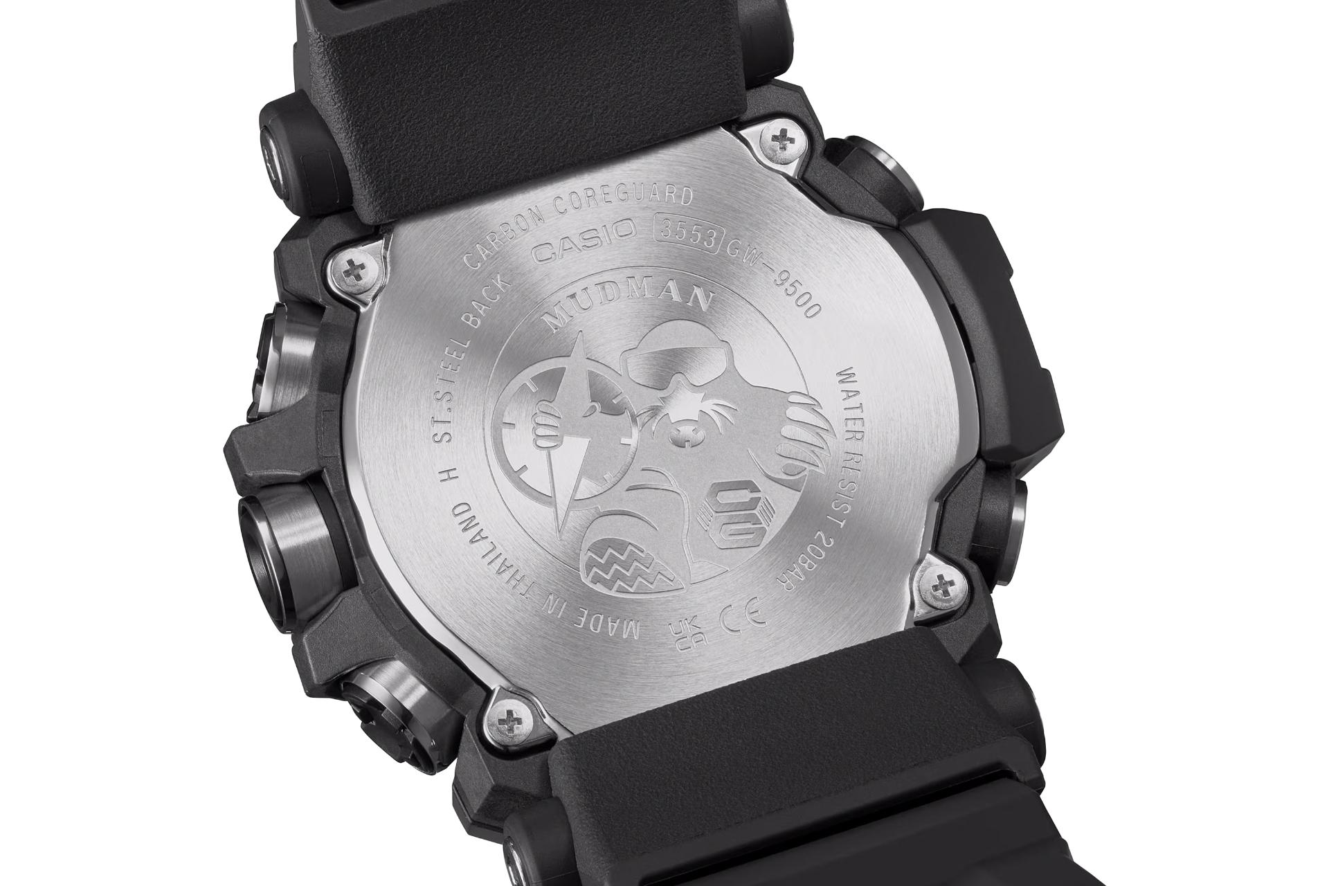 نمای پشت ساعت مچی مردانه کاسیو جی شاک GW-9500-1 با نمایش لوگو