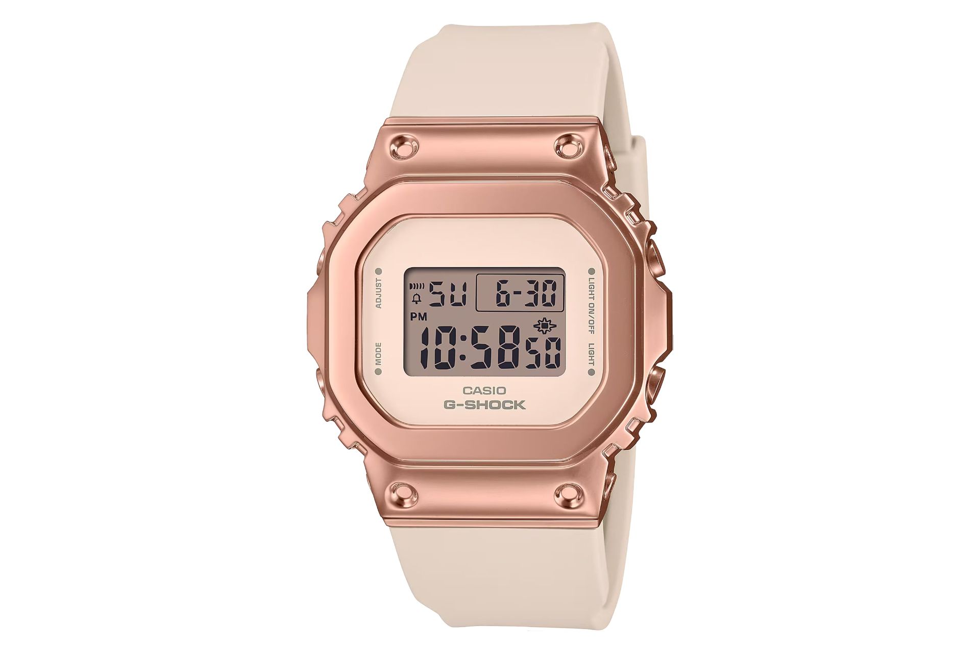 نمای جلوی ساعت مچی زنانه کاسیو جی شاک GM-S5600UPG-4 با نمایش فریم و صفحه