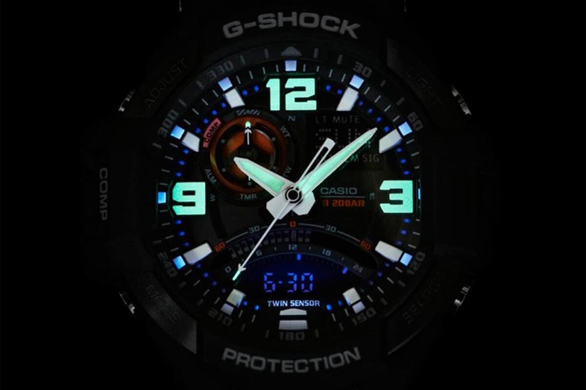 نور شب ساعت مچی مردانه کاسیو جی شاک GA-1000-1A