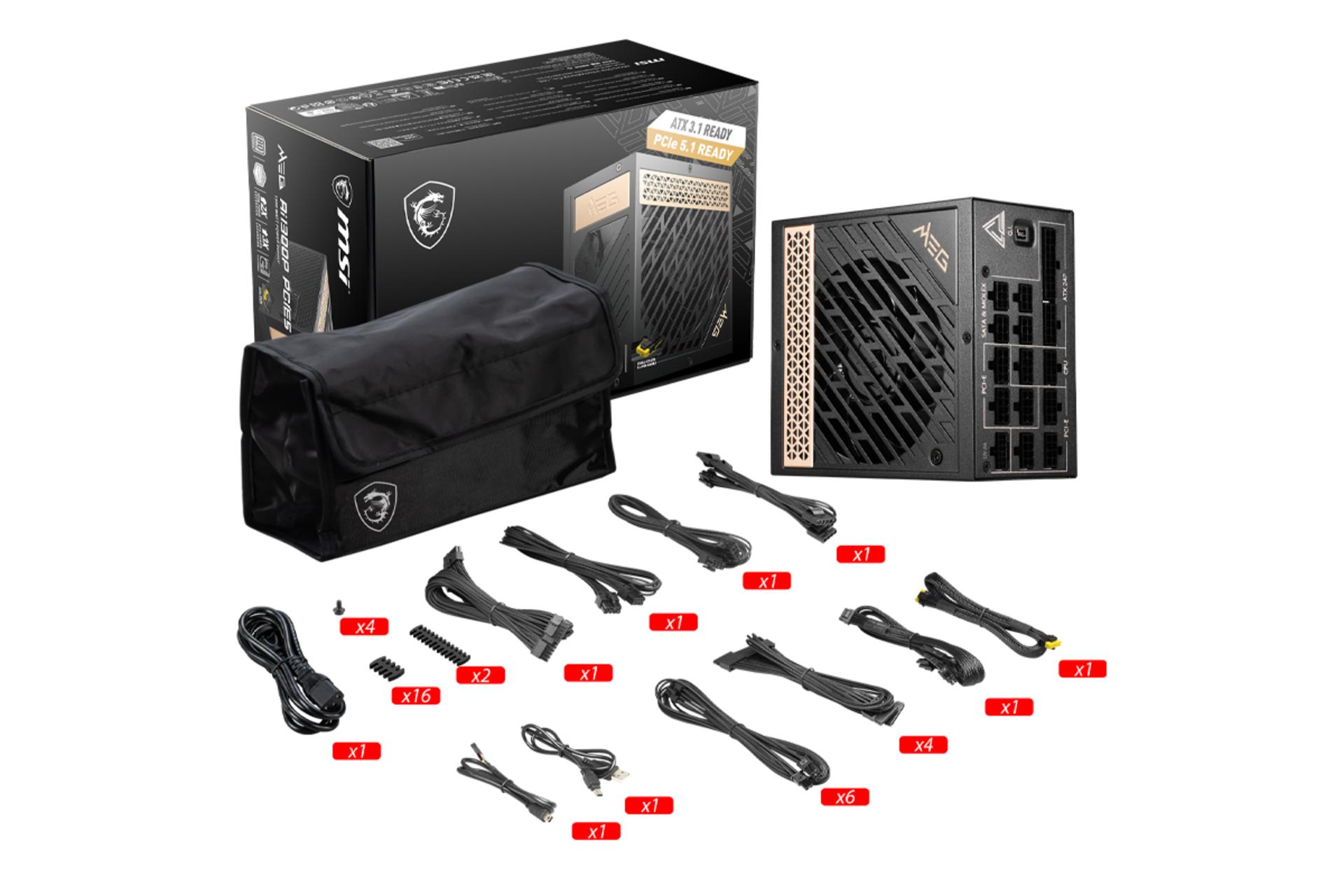 اقلام همراه پاور کامپیوتر ام اس آی MEG Ai1300P PCIE5 با توان 1300 وات