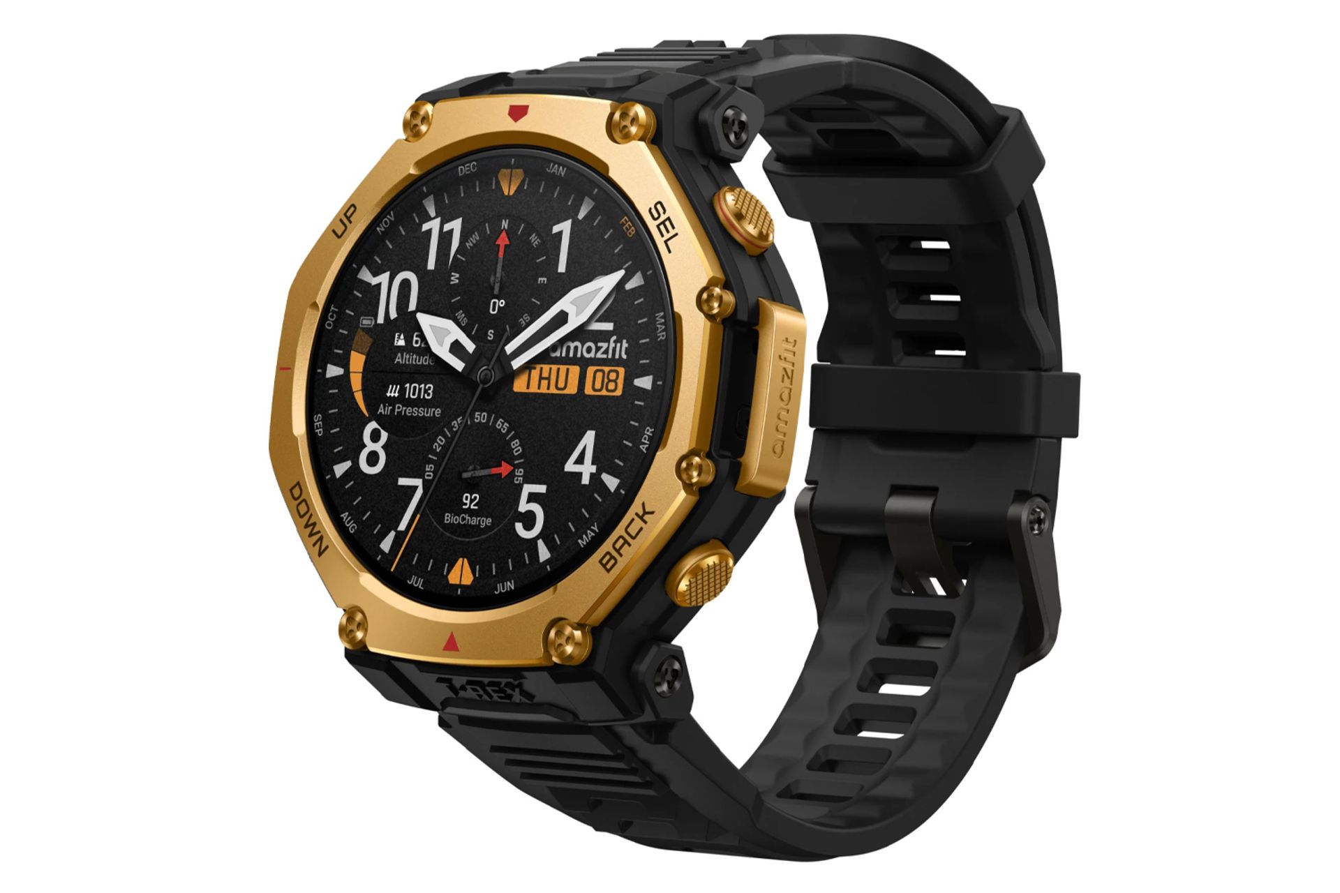 ساعت هوشمند امیزفیت T-Rex 3 Pro مدل 48 میلی‌متری رنگ طلایی