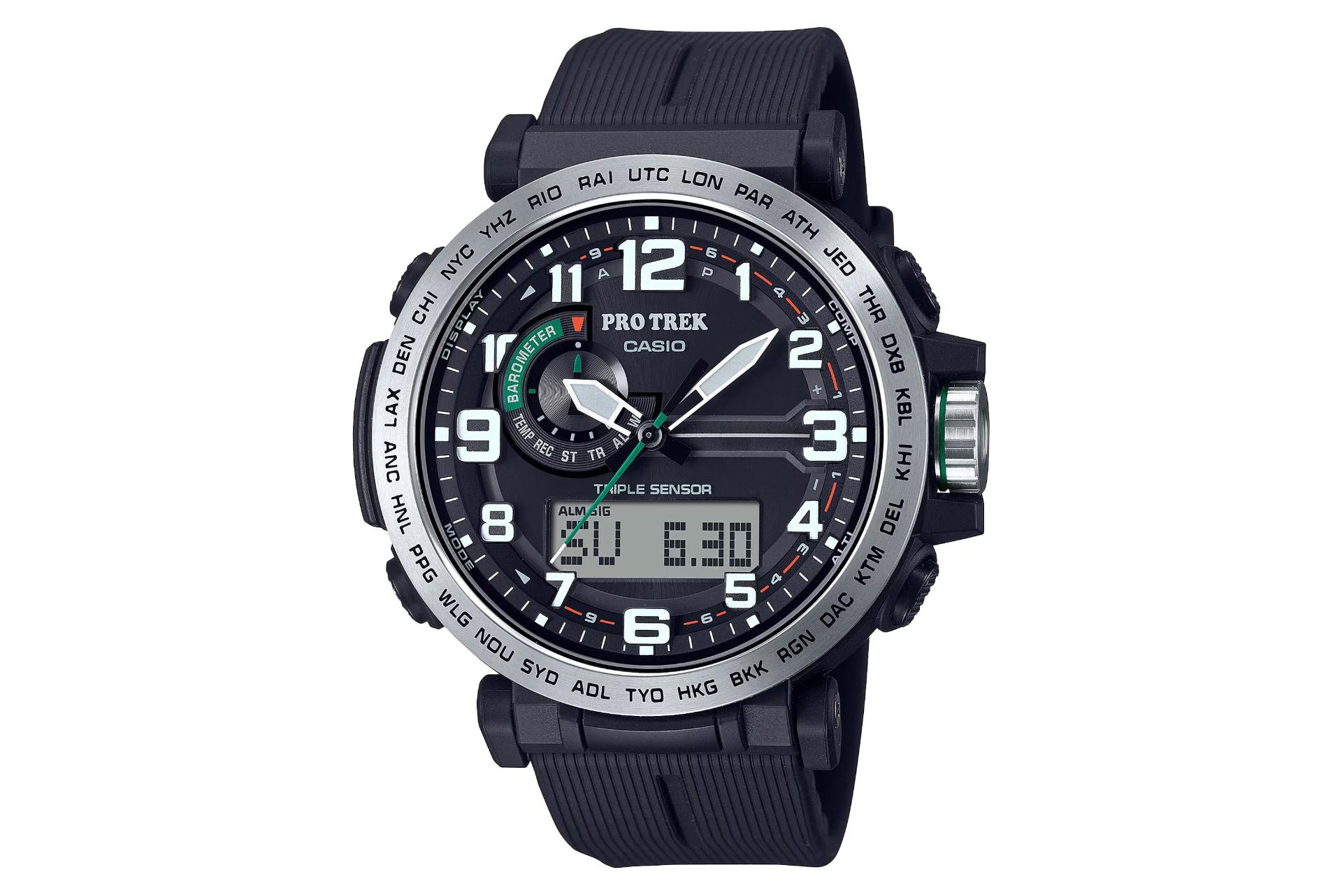 فریم، صفحه و لوگوی ساعت مچی مردانه کاسیو PRO TREK PRG-601-1