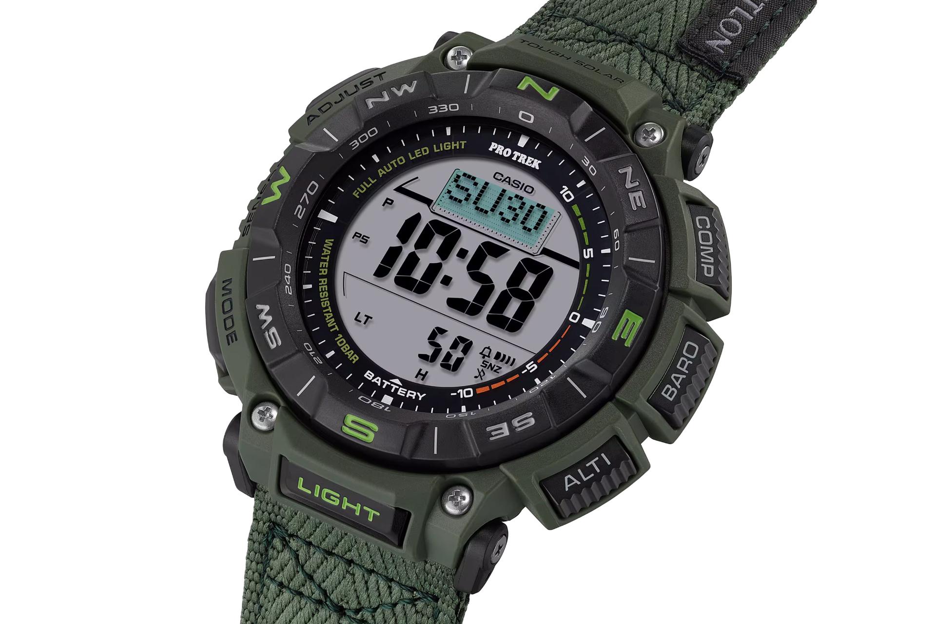 صفحه و لبه سمت راست ساعت مچی مردانه کاسیو PRO TREK PRG-340B-3