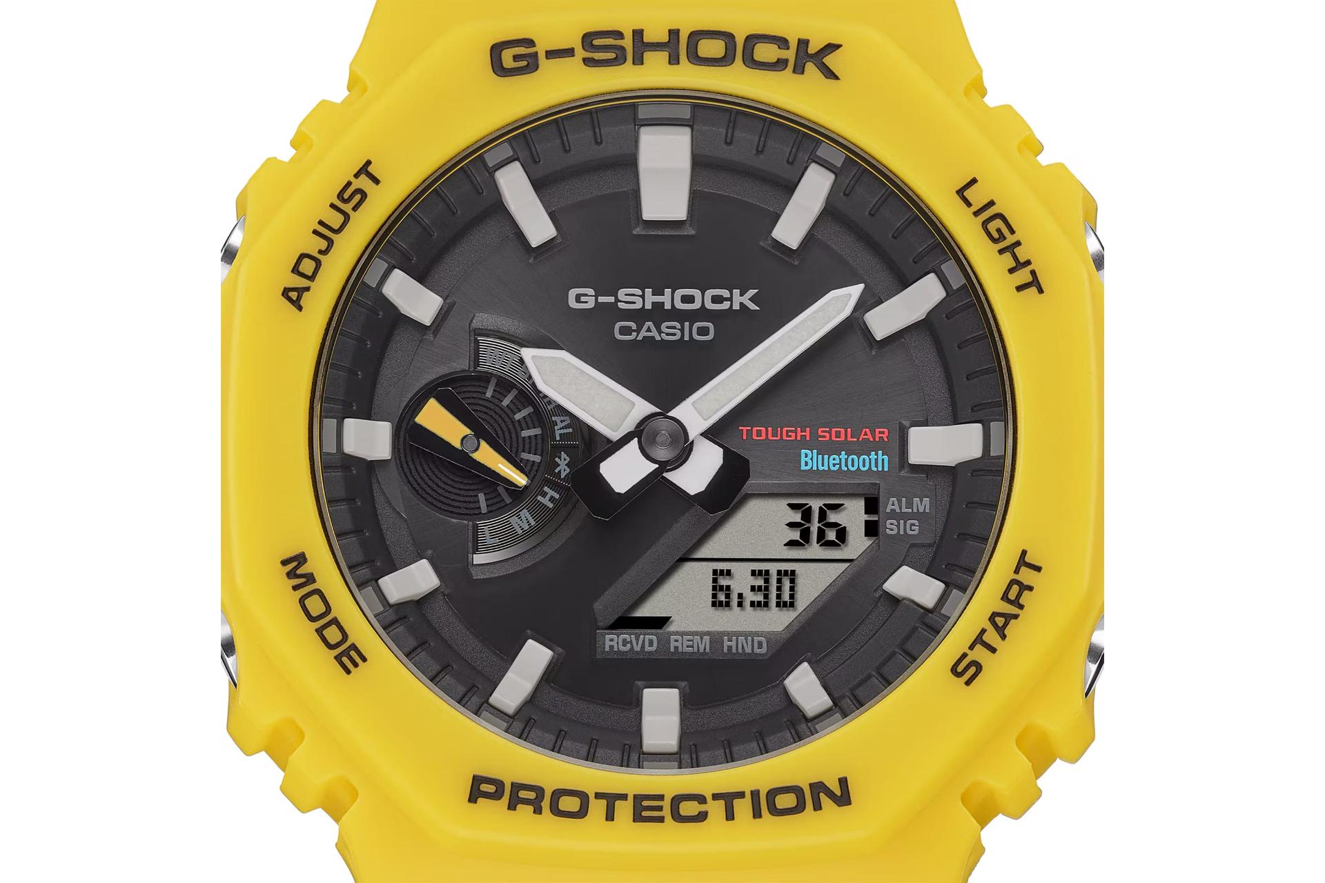 عقربه‌ها و لوگوی ساعت مچی مردانه کاسیو جی شاک GA-B2100C-9A