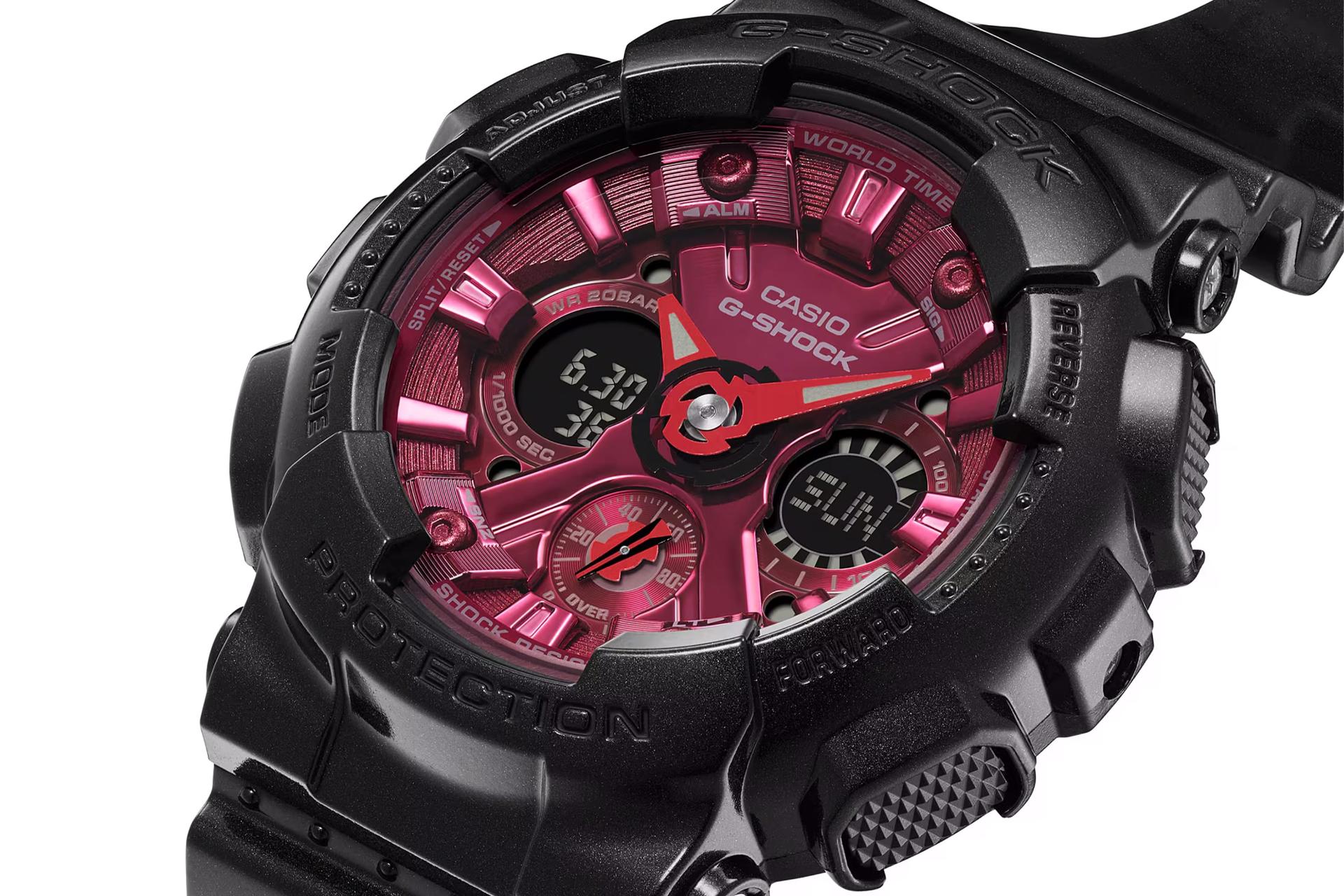 دکمه‌های لبه سمت راست ساعت مچی زنانه کاسیو جی شاک GMA-S120RB-1A