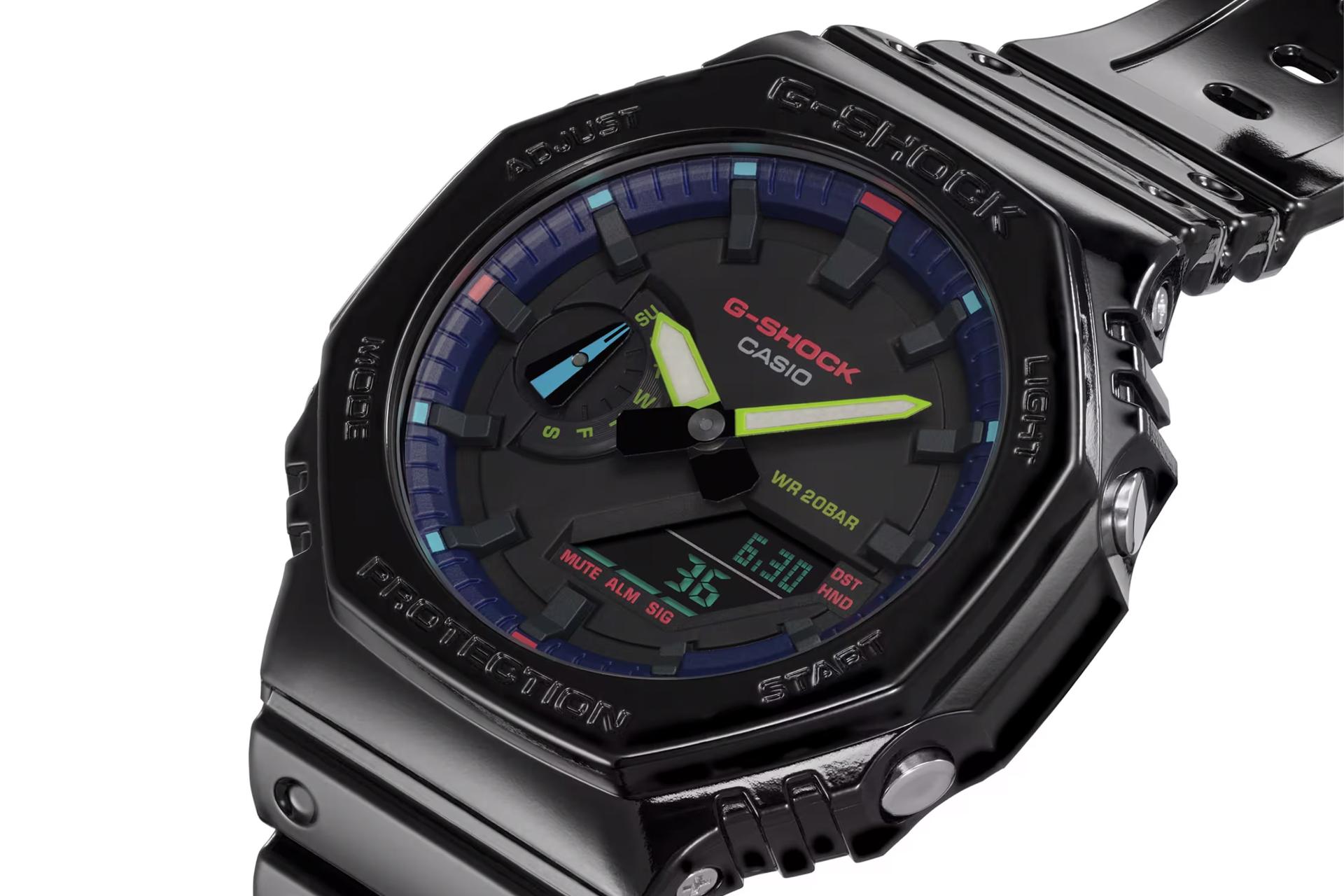 لبه سمت راست ساعت مچی مردانه کاسیو جی شاک GA-2100RGB-1A