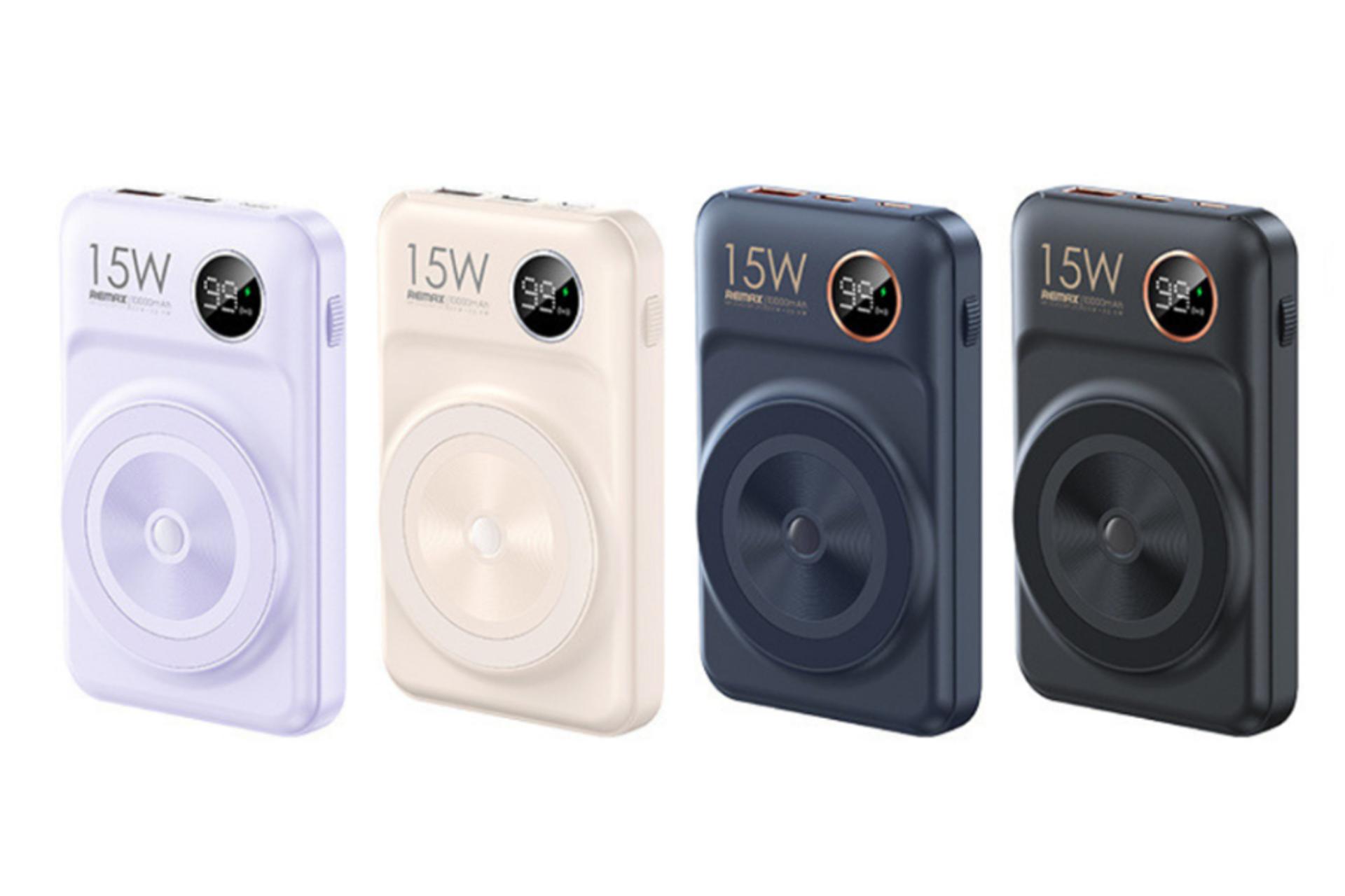 رنگ بندی پاور بانک ریمکس RPP-527 Lecho Series با ظرفیت 10000 میلی‌آمپر ساعت و امکان شارژ بی‌سیم