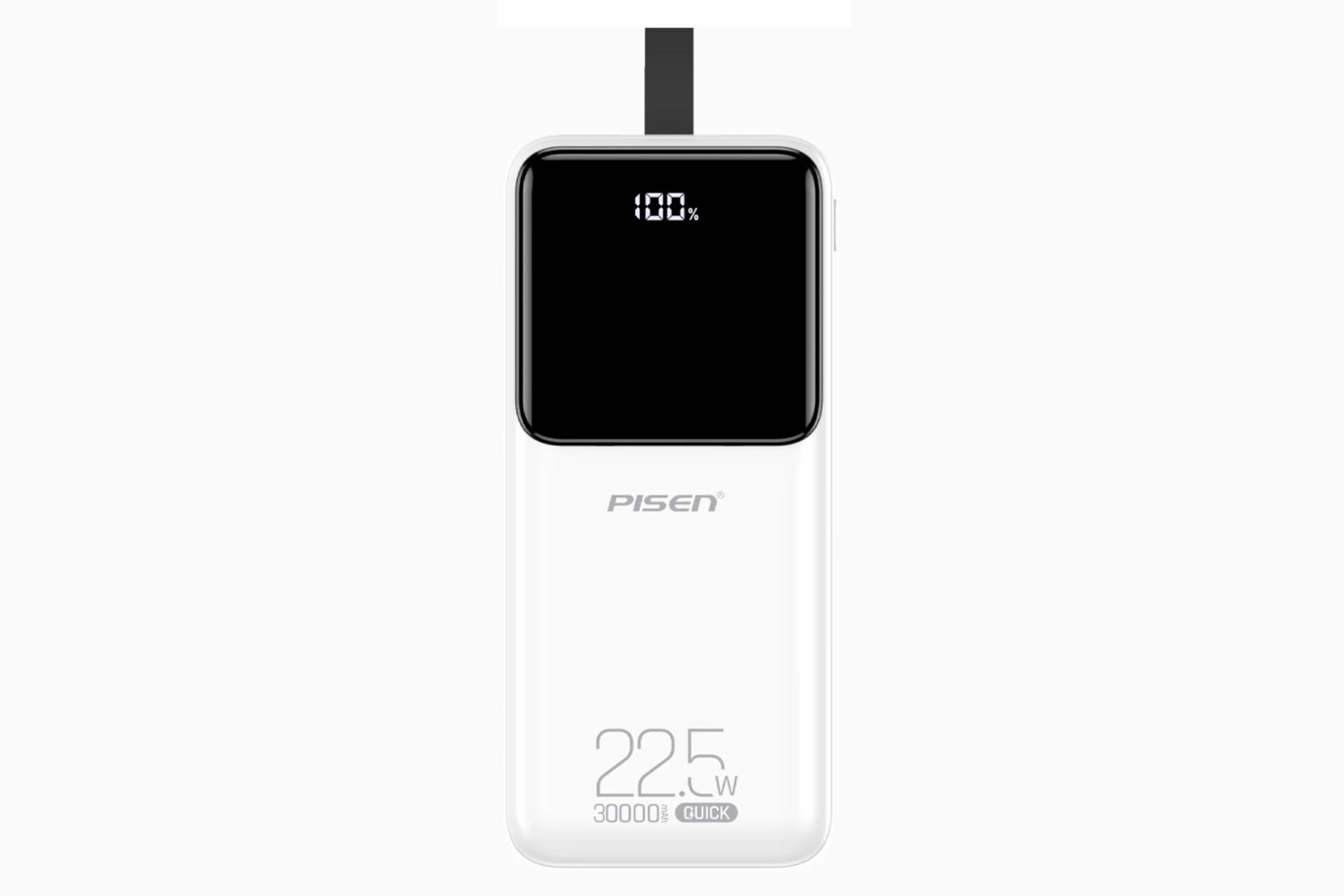 پاور بانک پایزن Semi Mirror TP-D040 با ظرفیت 30000 میلی‌آمپر ساعت رنگ سفید