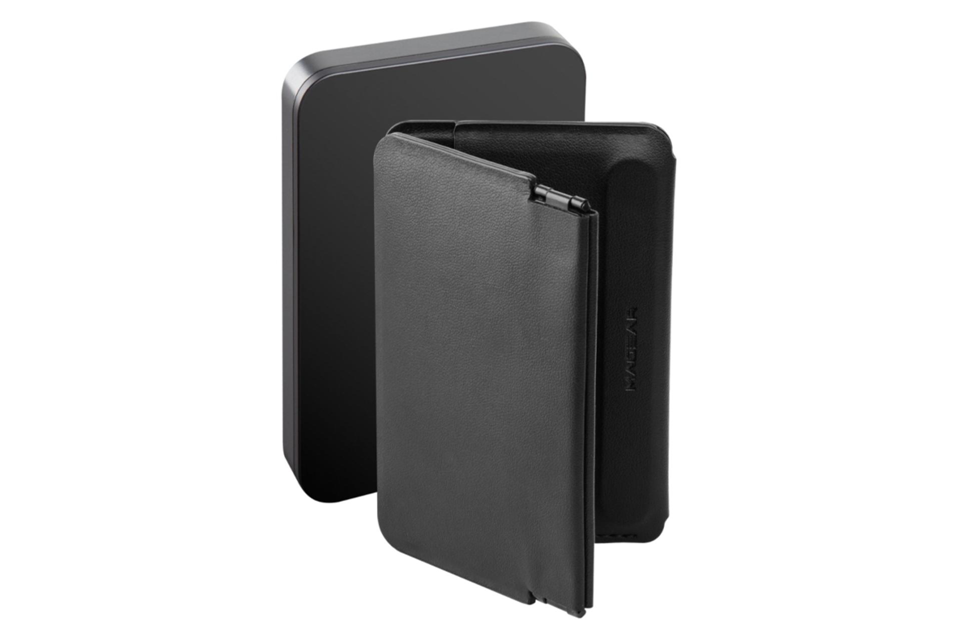 رنگ مشکی پاور بانک انرجیا MagWallet Cash با ظرفیت 10000 میلی‌آمپر ساعت و امکان شارژ بی‌سیم