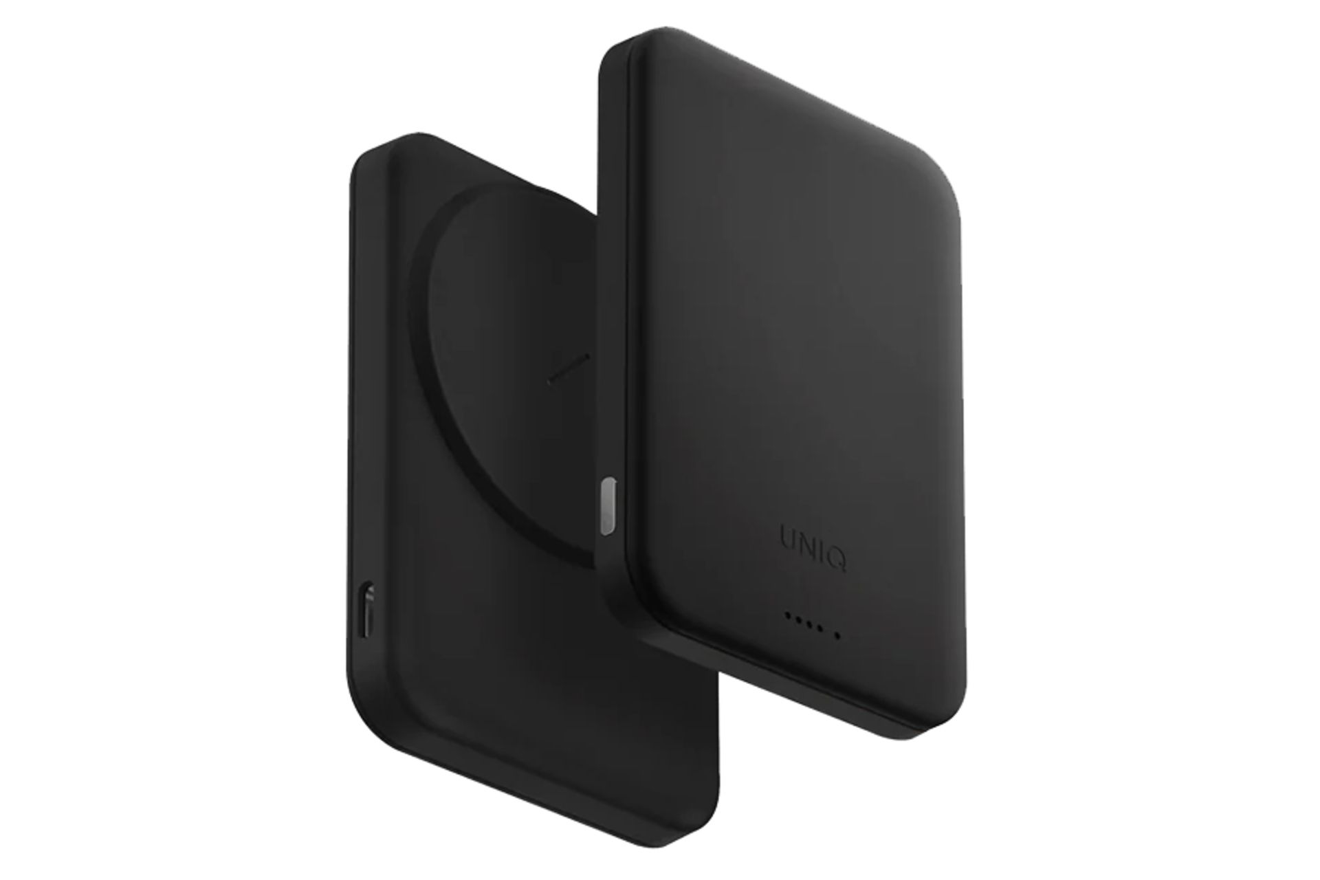 رنگ مشکی پاور بانک یونیک Lexa 5000 با ظرفیت 5000 میلی‌آمپر ساعت و امکان شارژ بی‌سیم