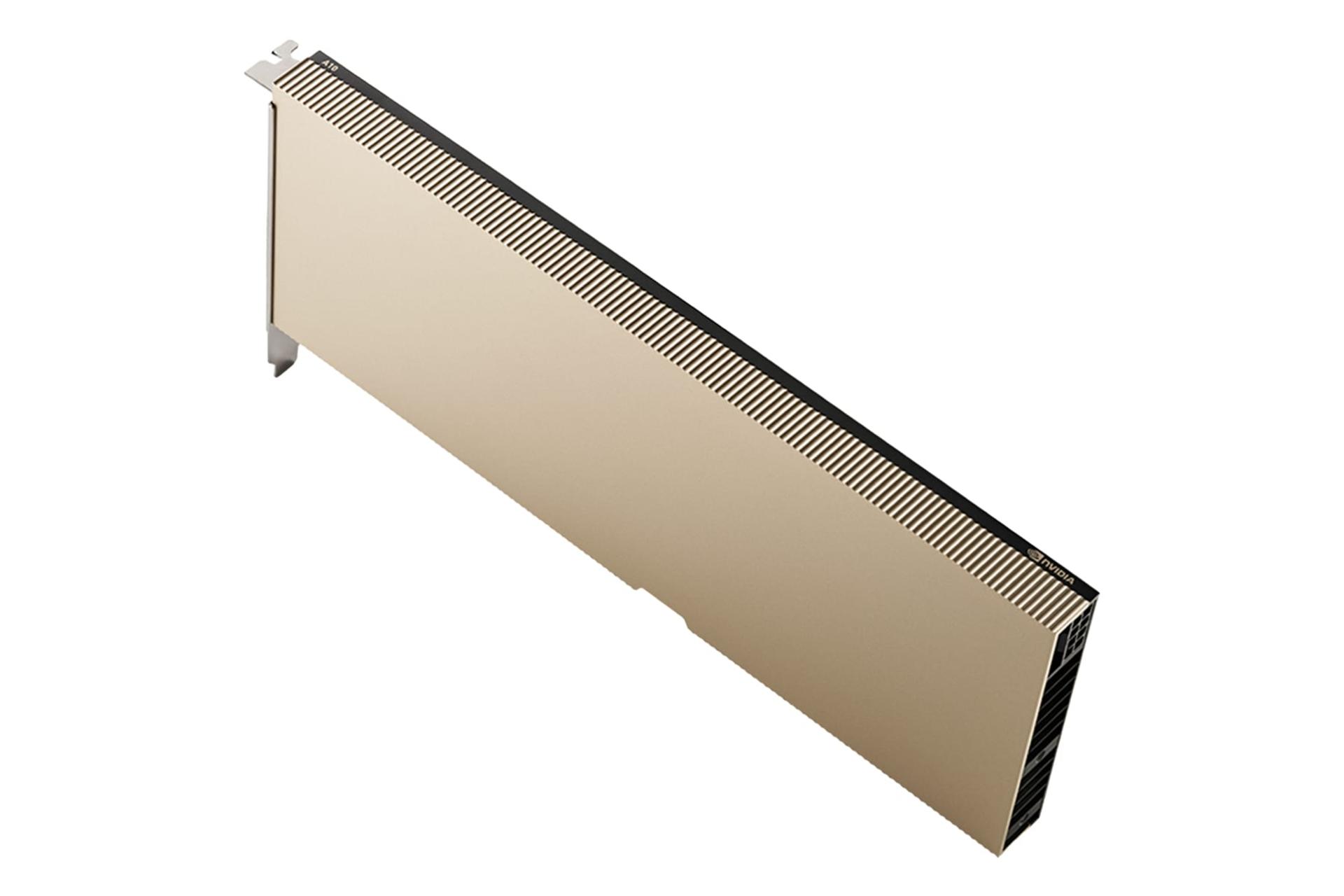 نمای سه چهارم کارت گرافیک انویدیا A10 PCIe با نمایش لوگو