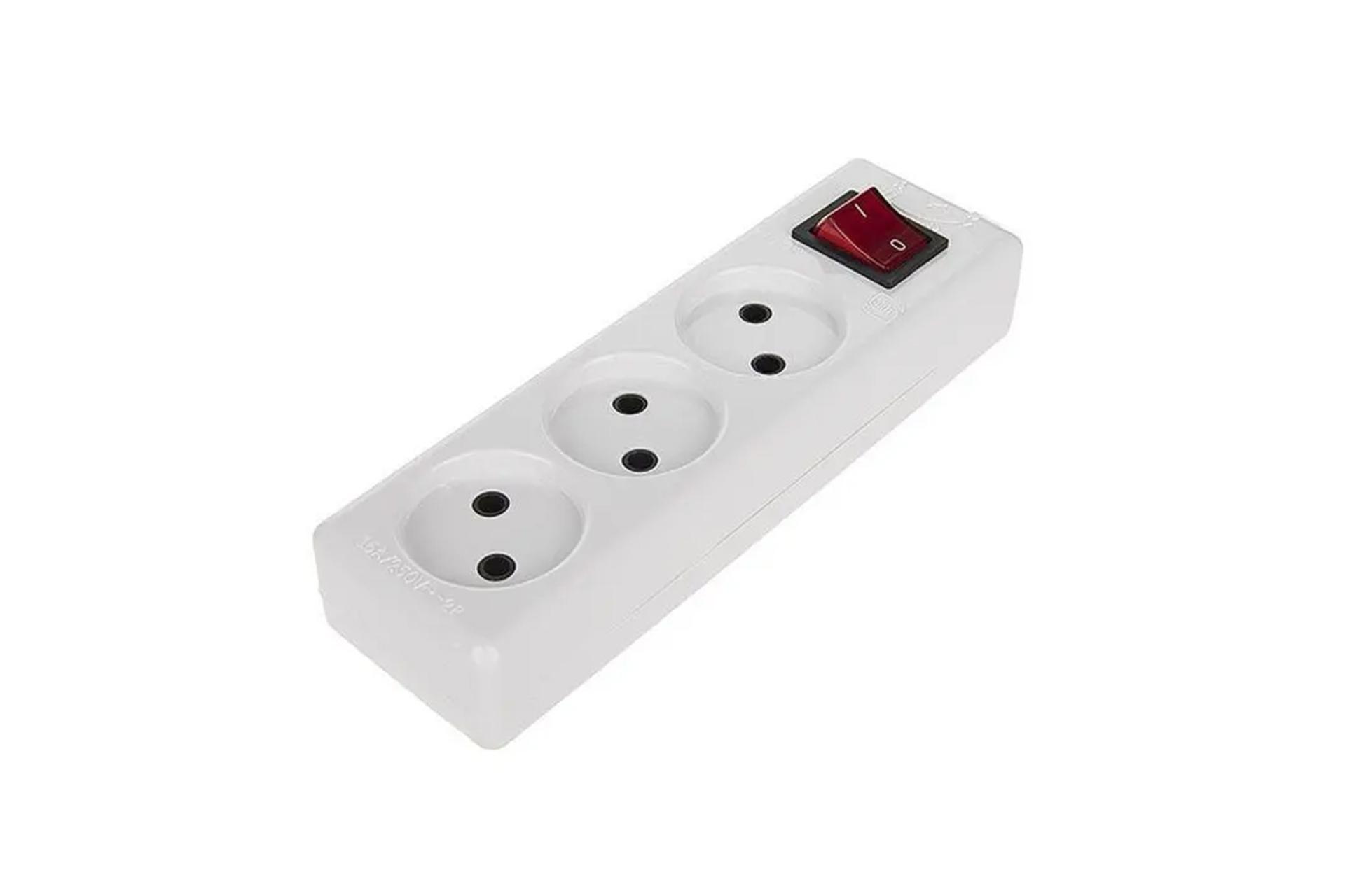 چندراهی برق تیراژه مدل سه خانه بدون کابل رنگ سفید