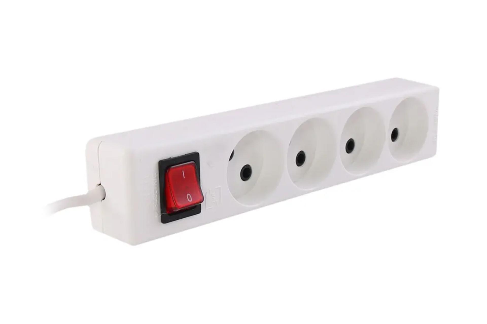 چندراهی برق جهان الکتریک مدل 4 خانه کلیددار با کابل 3.8 متر