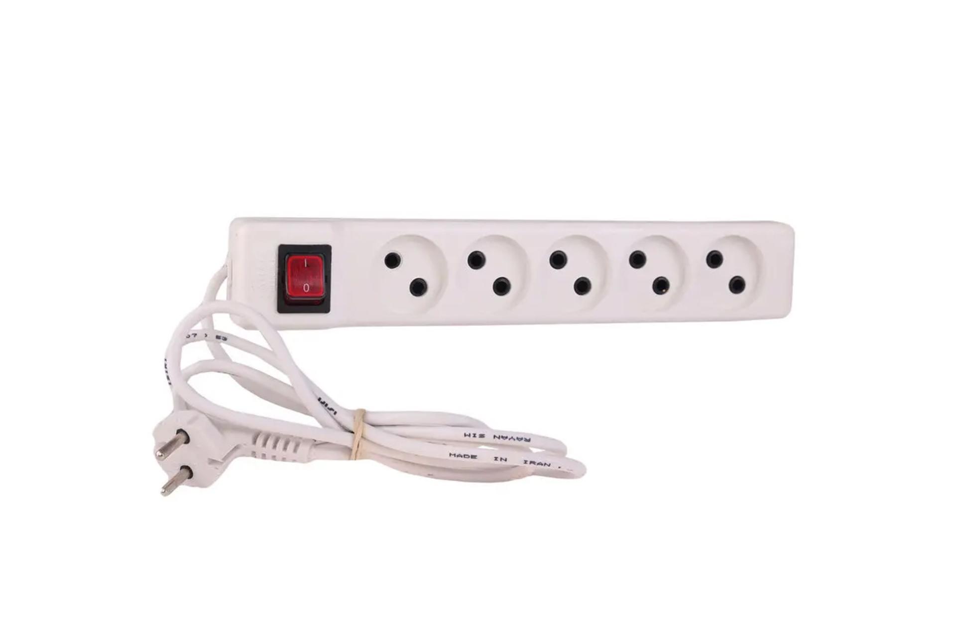 چندراهی برق جهان الکتریک مدل 5 خانه کلیددار با کابل 1.8 متر