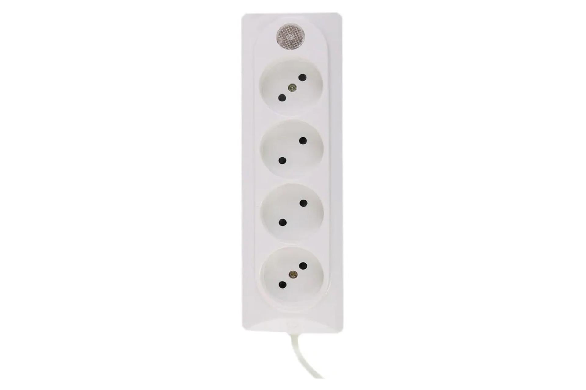 چندراهی برق جهان الکتریک مدل 4 خانه با کابل 1.8 متر نمای بالا