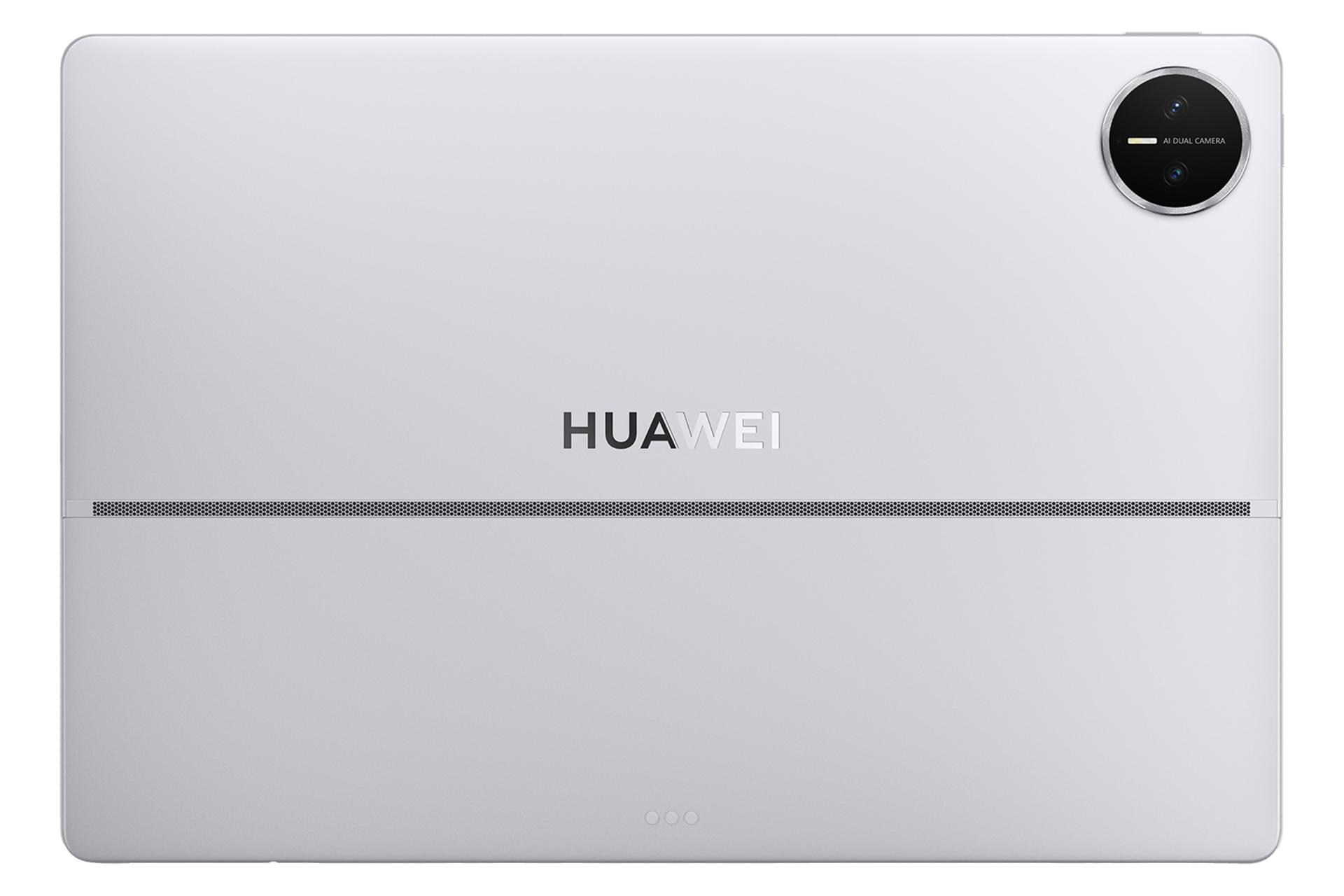 نمای پنل پشت تبلت میت پد اج هواوی / Huawei MatePad Edge با نمایش لوگو و دوربین رنگ نقره‌ای