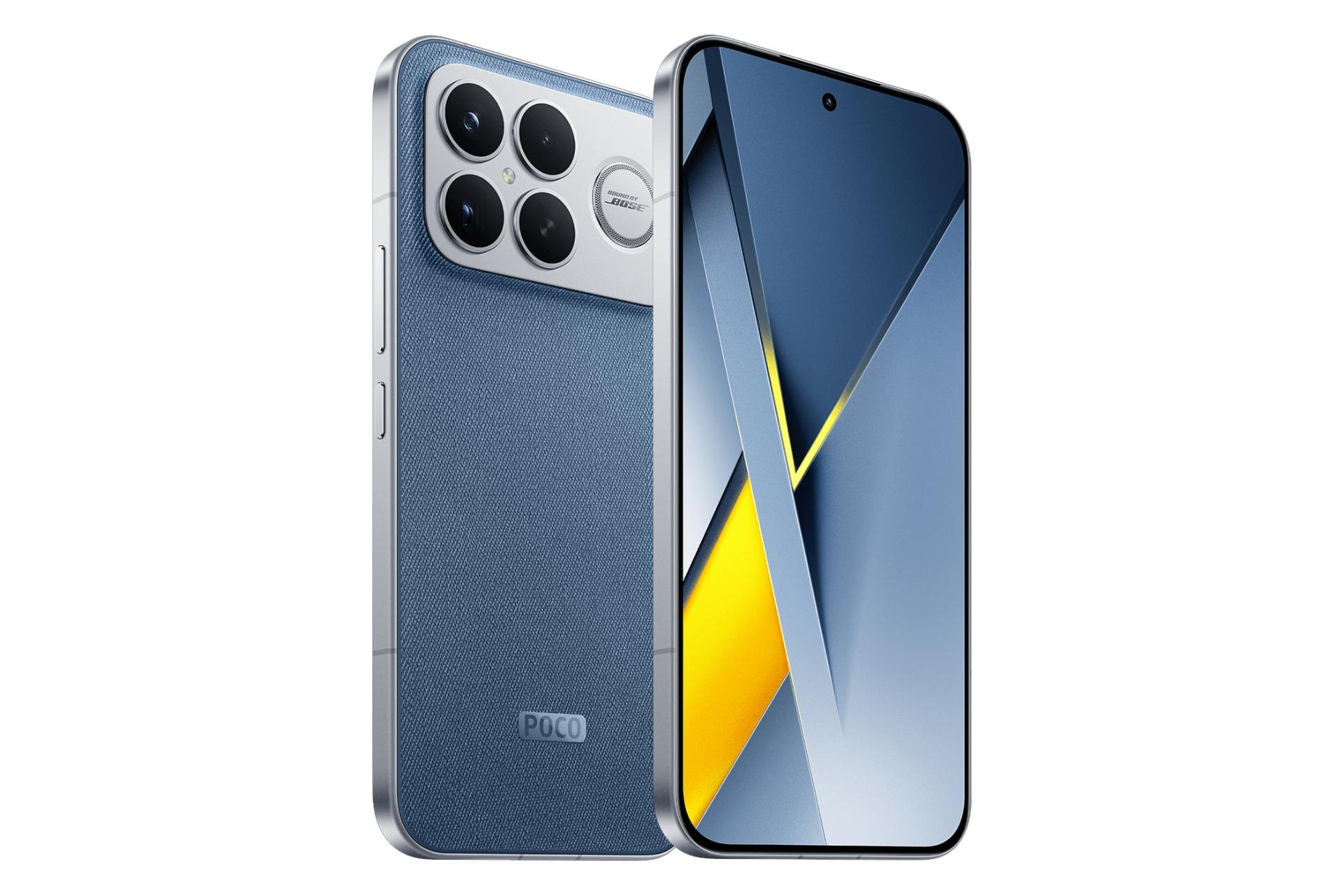 نمای جانبی گوشی موبایل پوکو F8 اولترا شیائومی آبی / Xiaomi Poco F8 Ultra