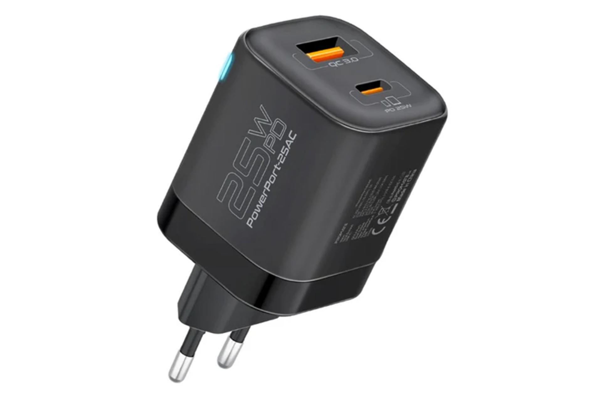شارژر پرومیت PowerPort-25AC EU رنگ مشکی