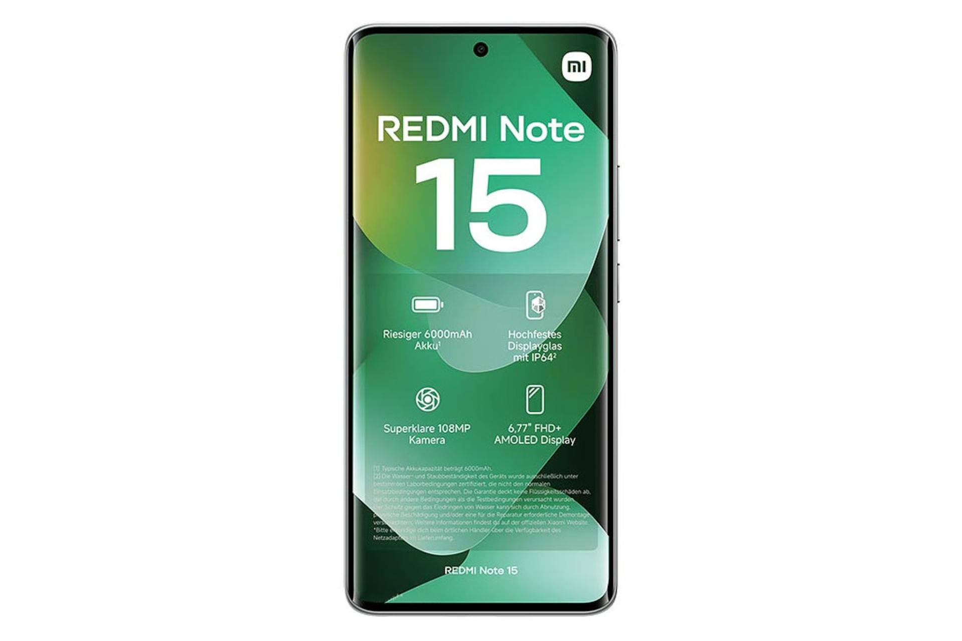 پنل جلو و صفحه نمایش گوشی موبایل ردمی نوت 15 شیائومی 4G سبز روشن / Xiaomi Redmi Note 15 4G