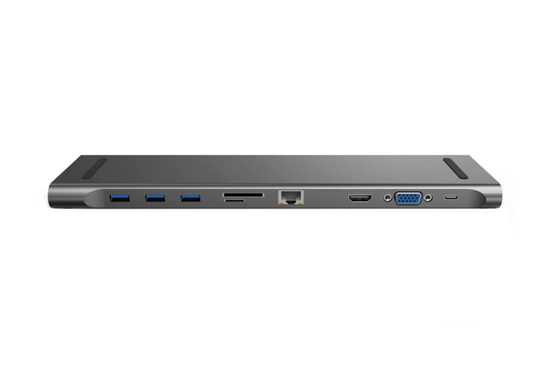 نمای کنار هاب USB هاب USB-C جی سی پال 10 پورت مدل JCP6204