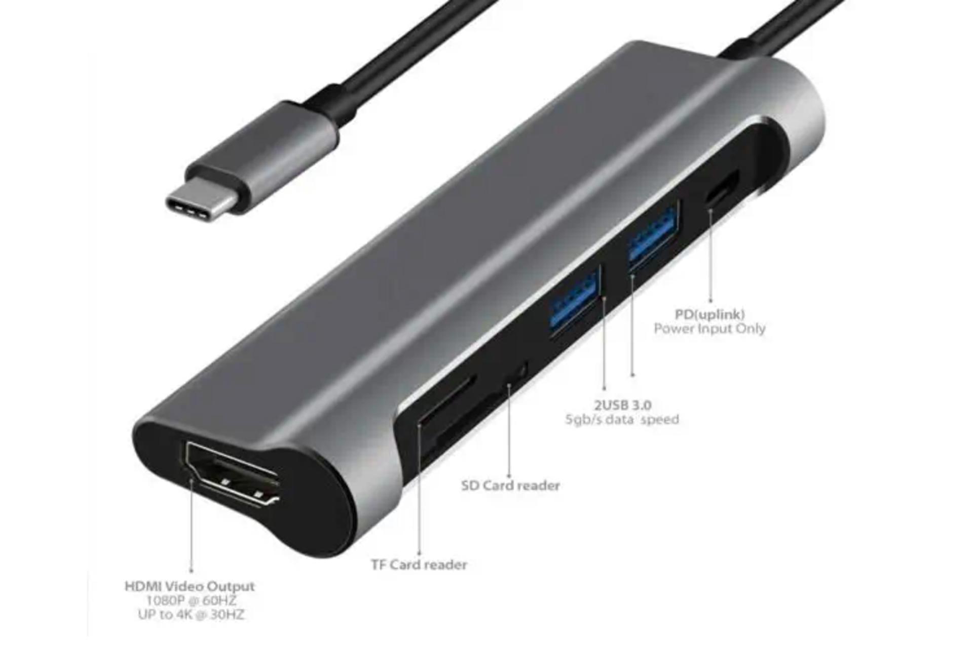 کانکتور هاب USB هاب USB-C جی سی پال 7 پورت مدل JCP6217