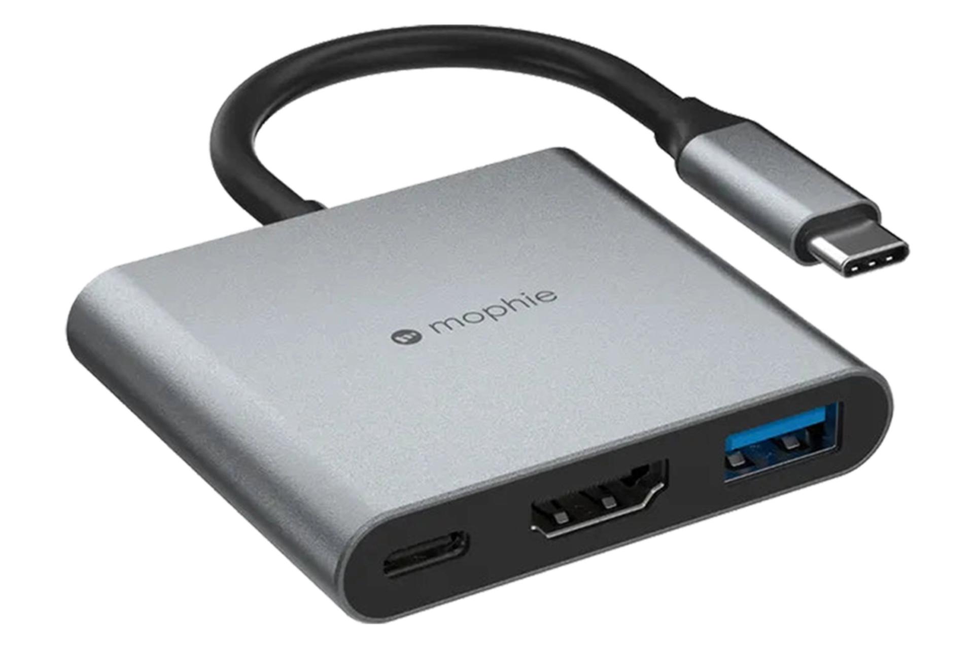 ابعاد و اندازه هاب USB هاب USB-C موفی 3 پورت مدل Multimedia Hub