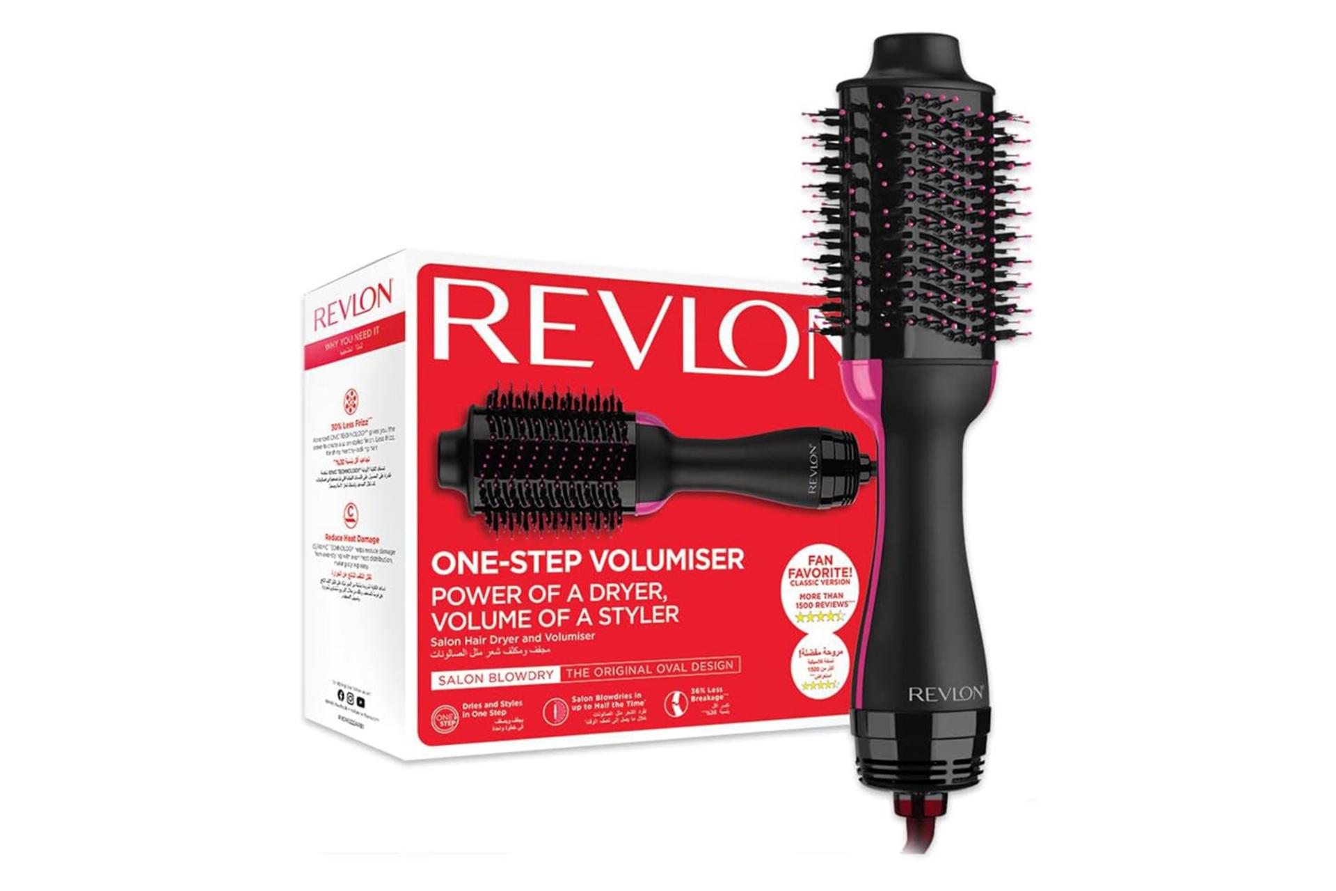 سشوار چرخشی رولون رنگ مشکی صورتی به همراه جعبه