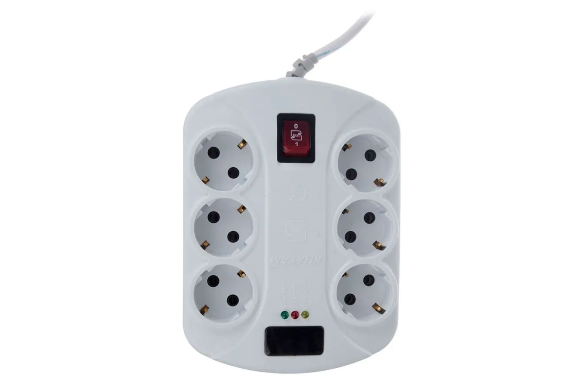 محافظ ولتاژ خیام الکتریک مدل 6 خانه ارت دار با کابل 1.8 متر نمای بالا