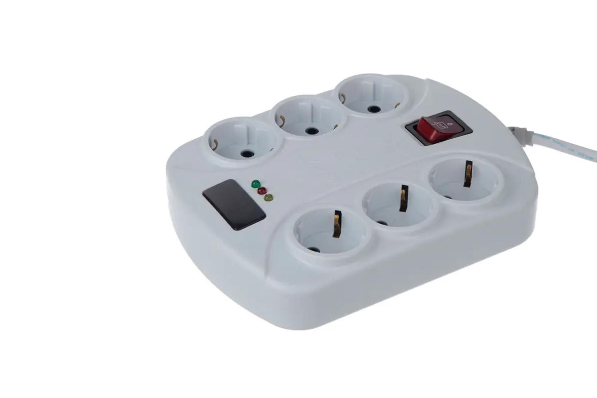 محافظ ولتاژ خیام الکتریک مدل 6 خانه ارت دار با کابل 1.8 متر