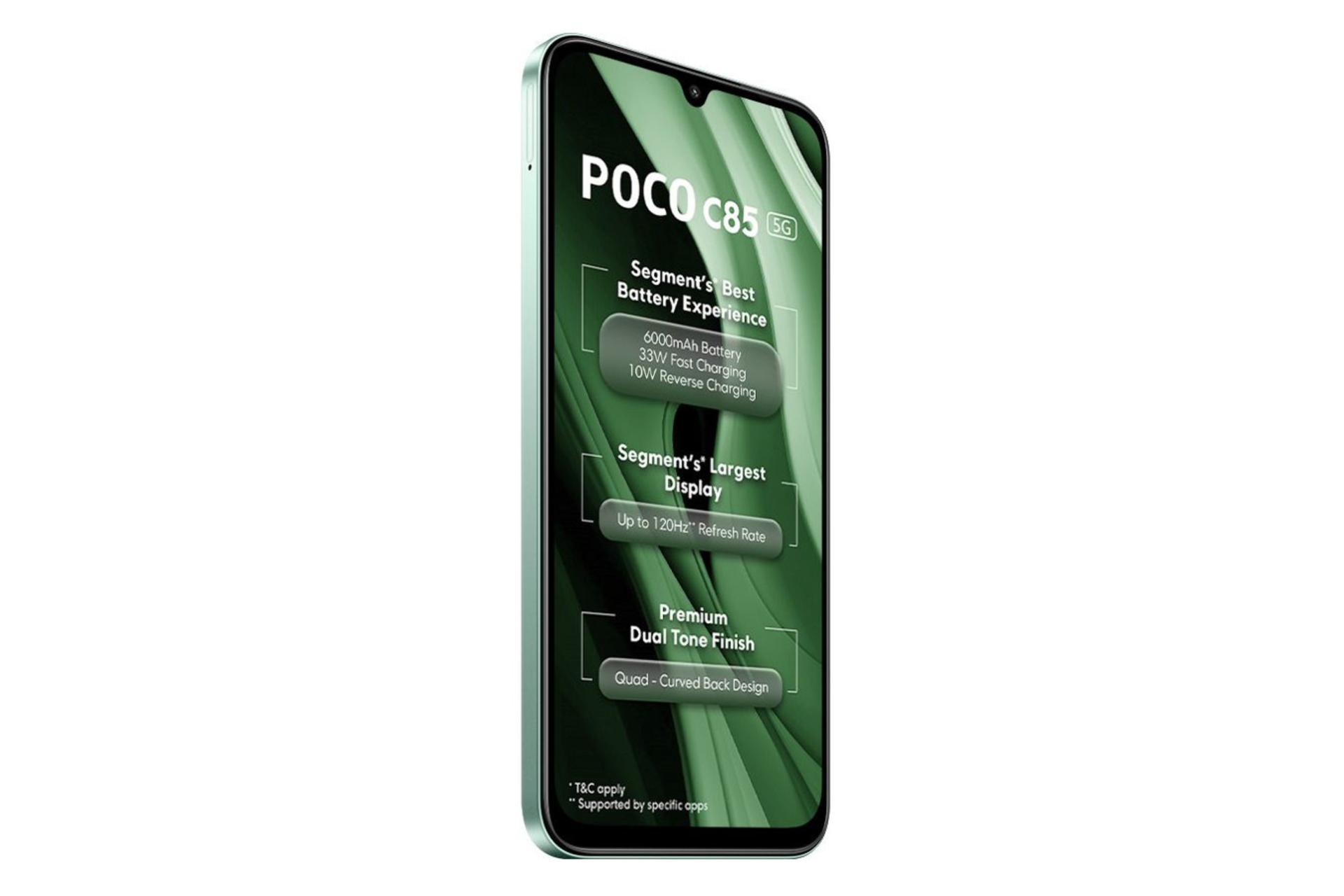 پنل جلو و صفحه نمایش گوشی موبایل پوکو C85 شیائومی 5G سبز / Xiaomi Poco C85 5G