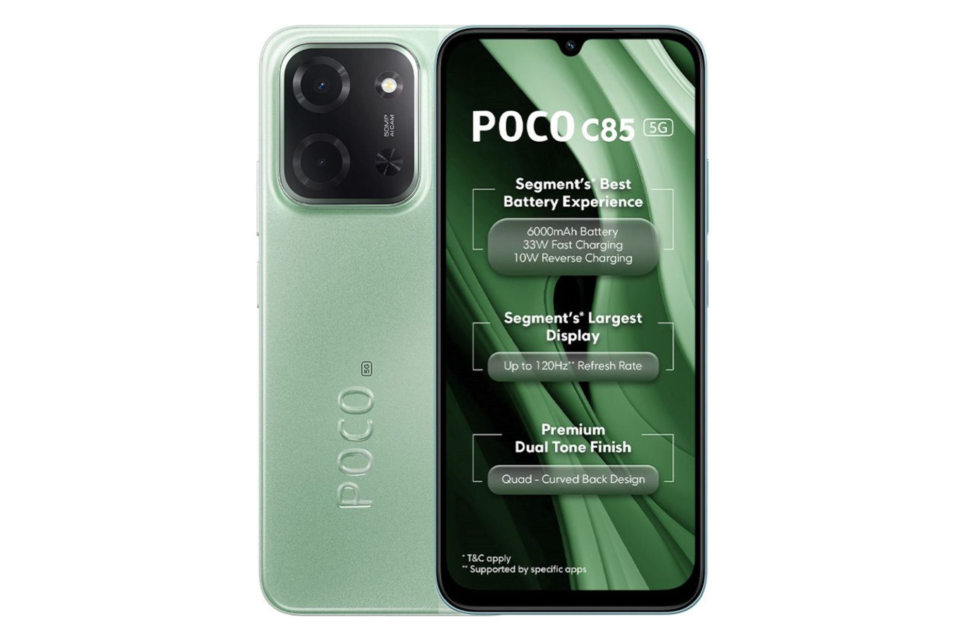 پنل جلو و پشت گوشی موبایل پوکو C85 شیائومی 5G سبز / Xiaomi Poco C85 5G