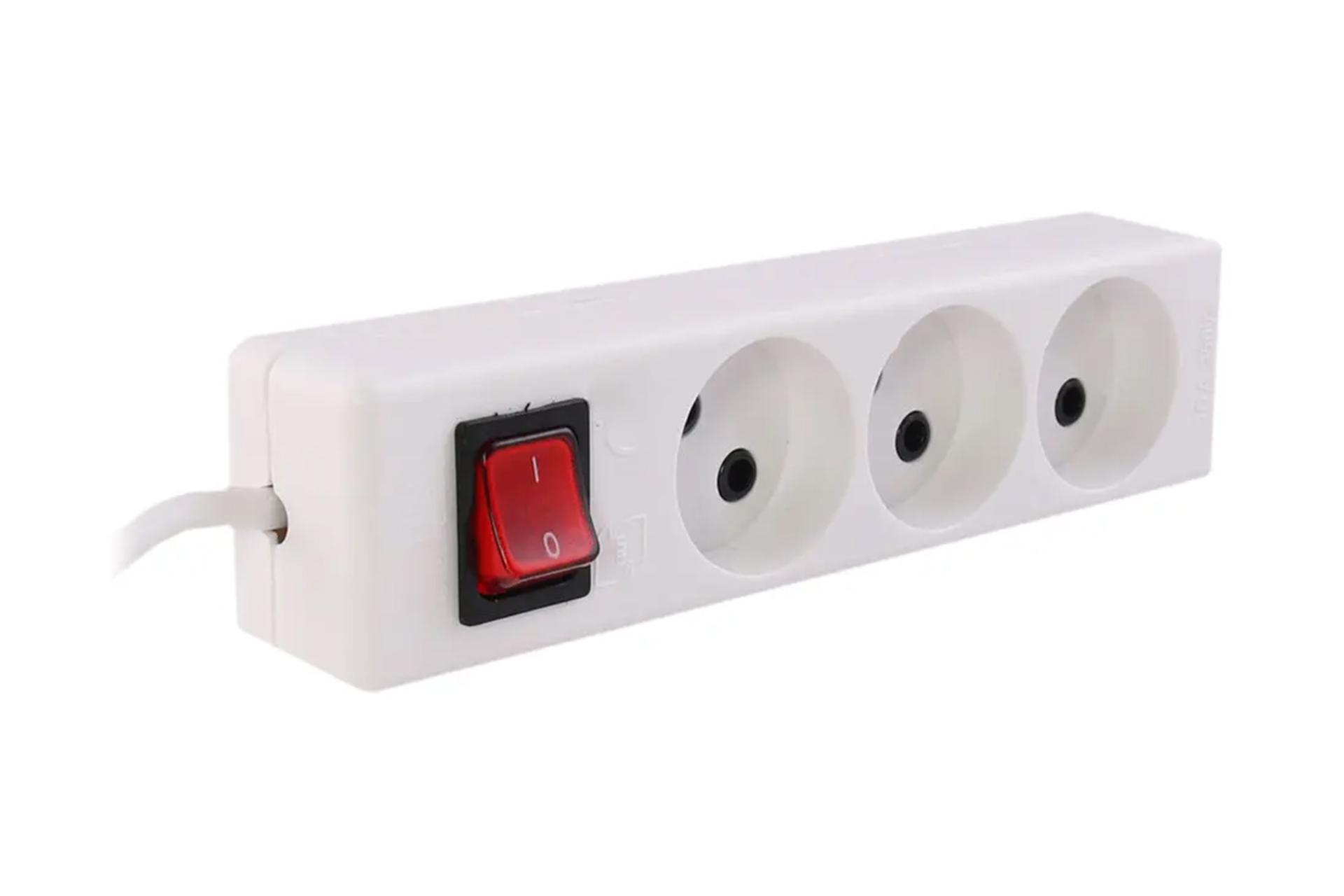 چندراهی برق جهان الکتریک مدل 3 خانه کلیددار با کابل 3.8 متر