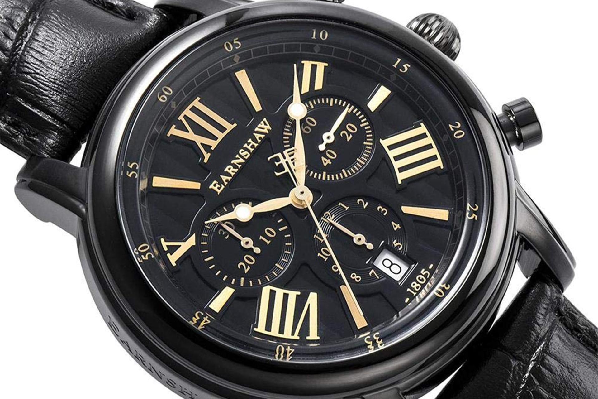 نمای نزدیک صفحه ساعت مچی مردانه ارنشا Longcase ES-0016-0B