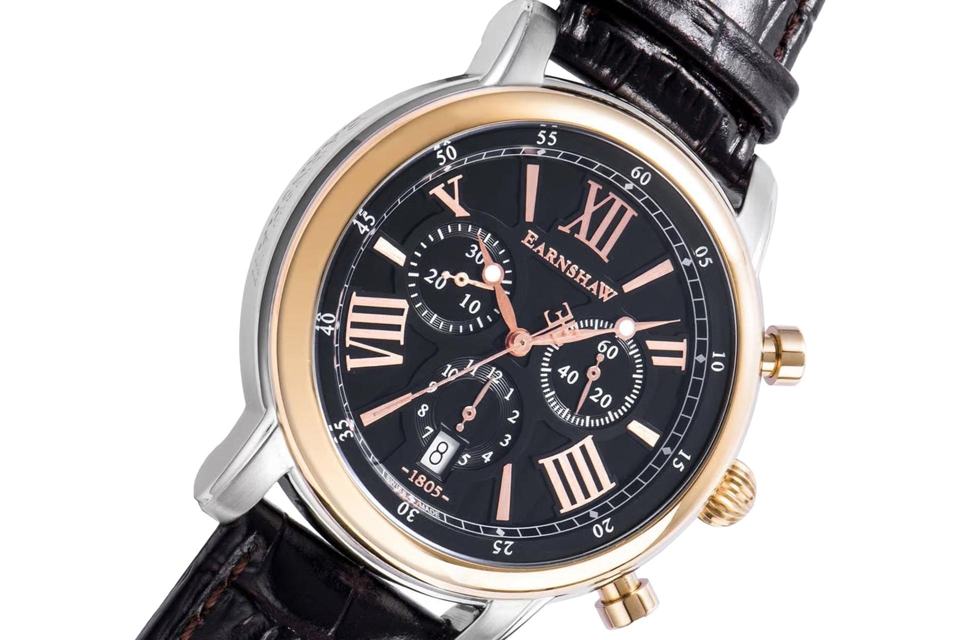 نمای نزدیک صفحه ساعت مچی مردانه ارنشا Longcase ES-0016-0C