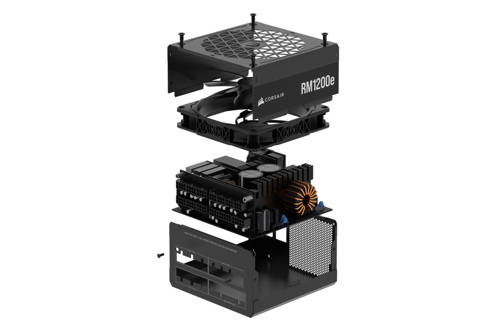 نمای داخل پاور کامپیوتر کورسیر RM1200e ATX 3.1 با توان 1200 وات