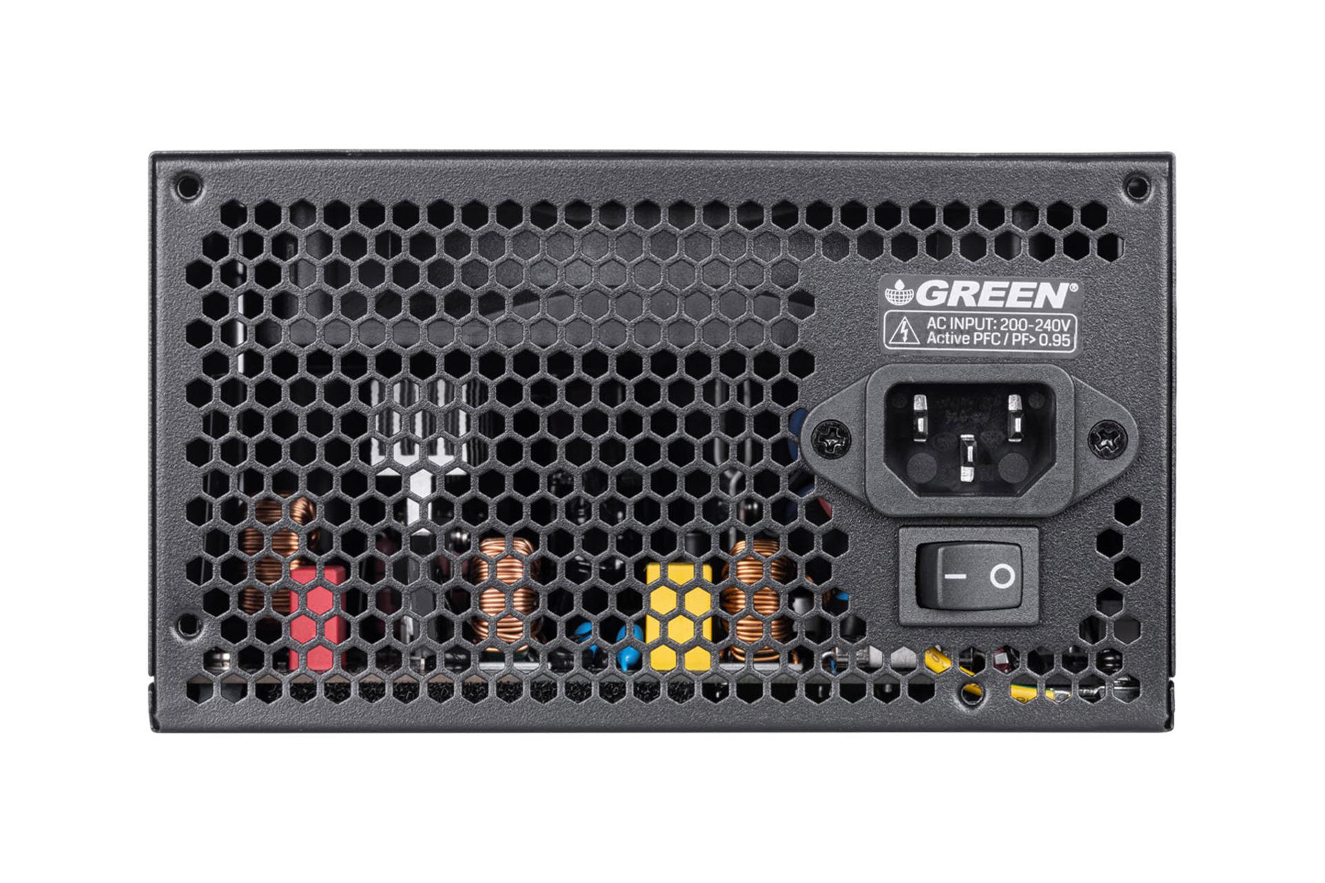 نمای پشت پاور کامپیوتر گرین GP400A-ECO D با توان 400 وات