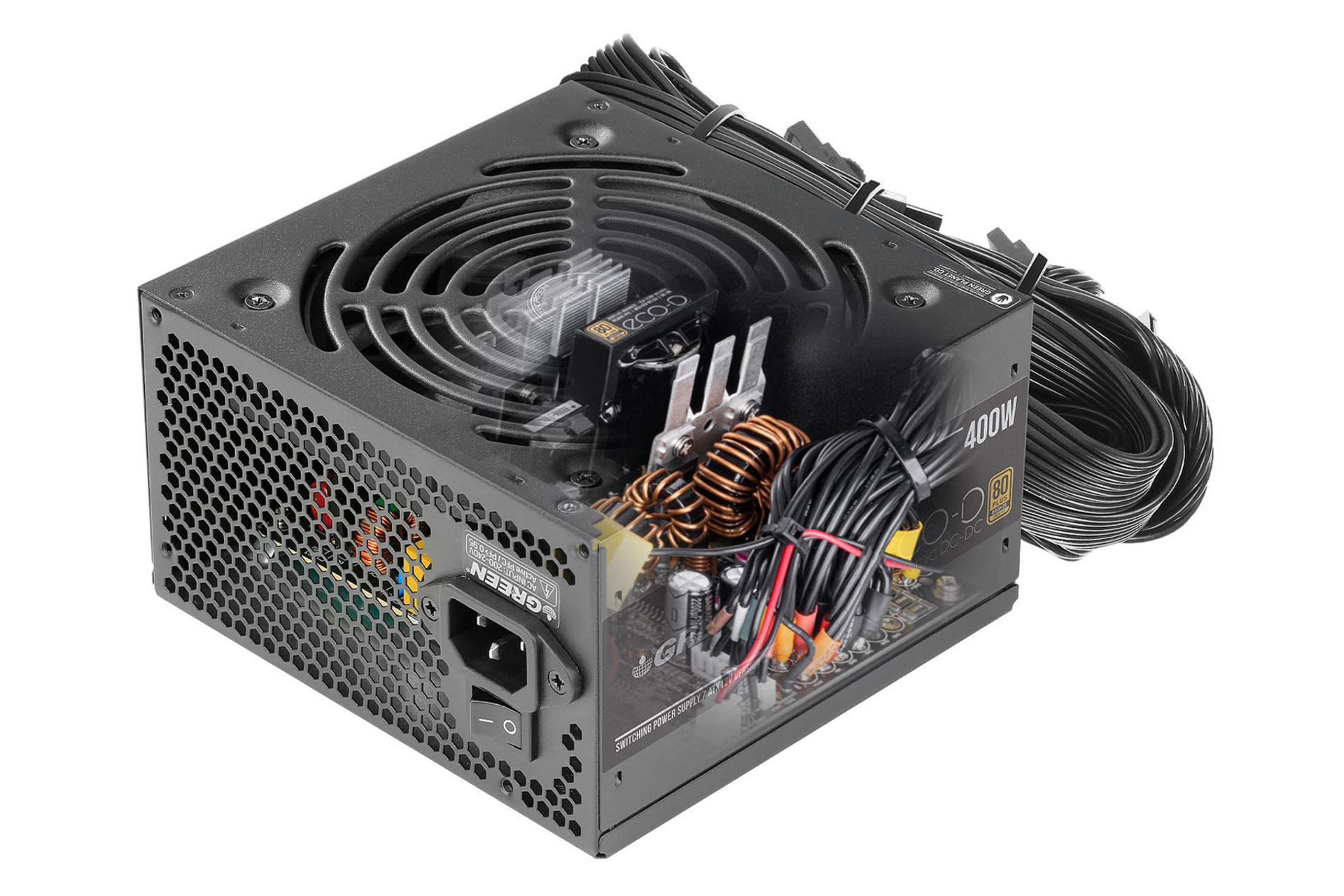 نمای داخل پاور کامپیوتر گرین GP400A-ECO D با توان 400 وات