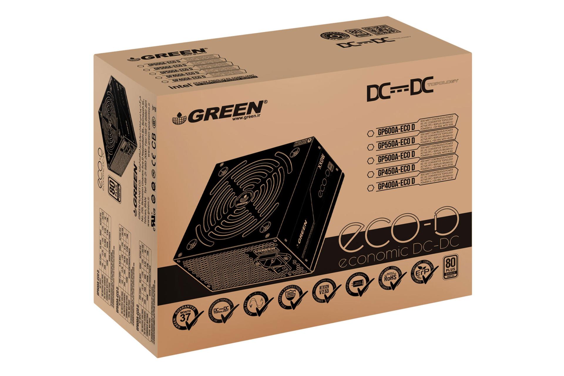 جعبه پاور کامپیوتر گرین GP450A-ECO D با توان 450 وات