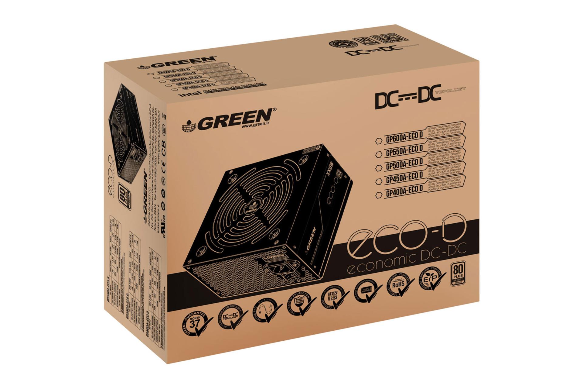 جعبه پاور کامپیوتر گرین GP500A-ECO D با توان 500 وات