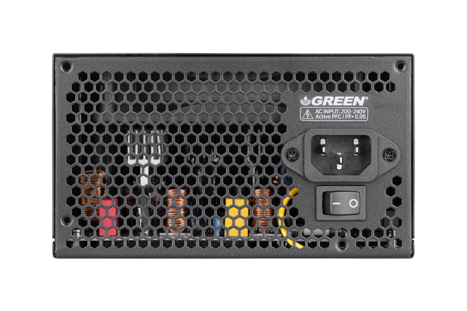 نمای پشت پاور کامپیوتر گرین GP500A-ECO D با توان 500 وات