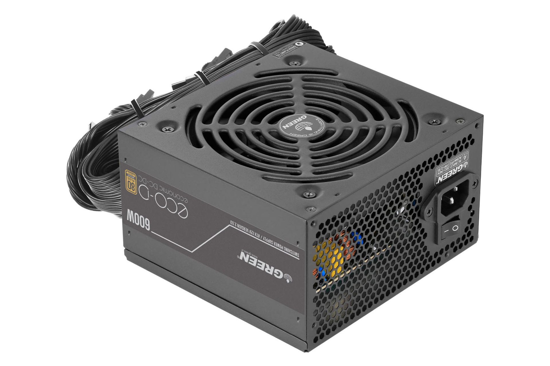 ابعاد و اندازه پاور کامپیوتر گرین GP600A-ECO D با توان 600 وات