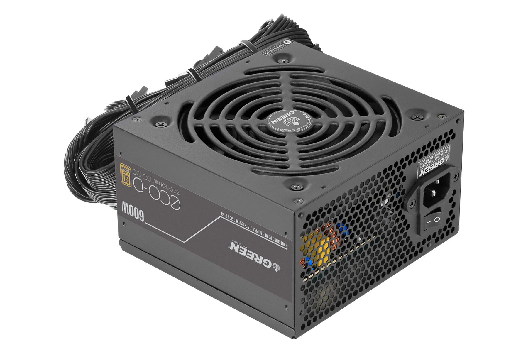 ابعاد و اندازه پاور کامپیوتر گرین GP600A-ECO D با توان 600 وات