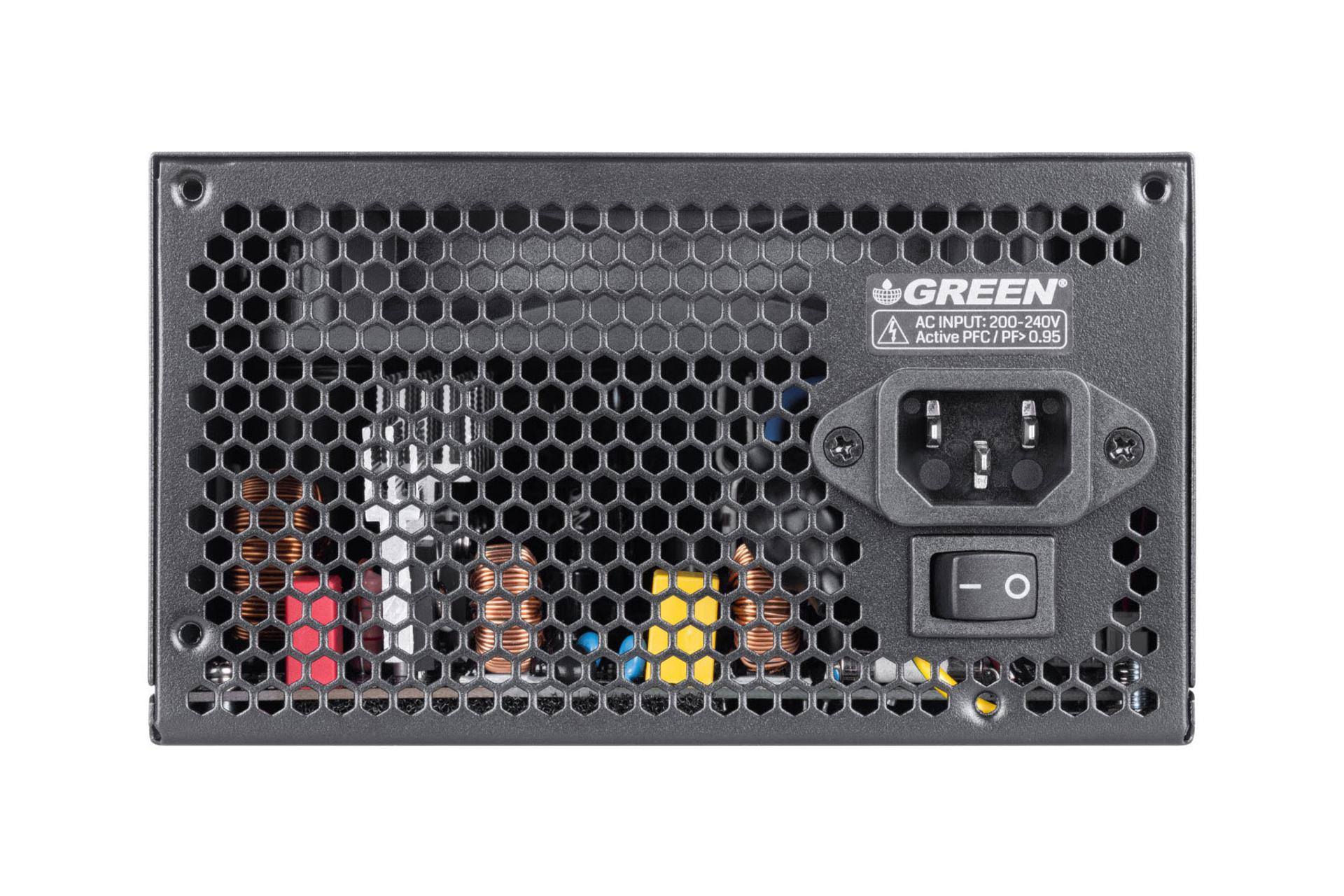 نمای پشت پاور کامپیوتر گرین GP600A-ECO D با توان 600 وات