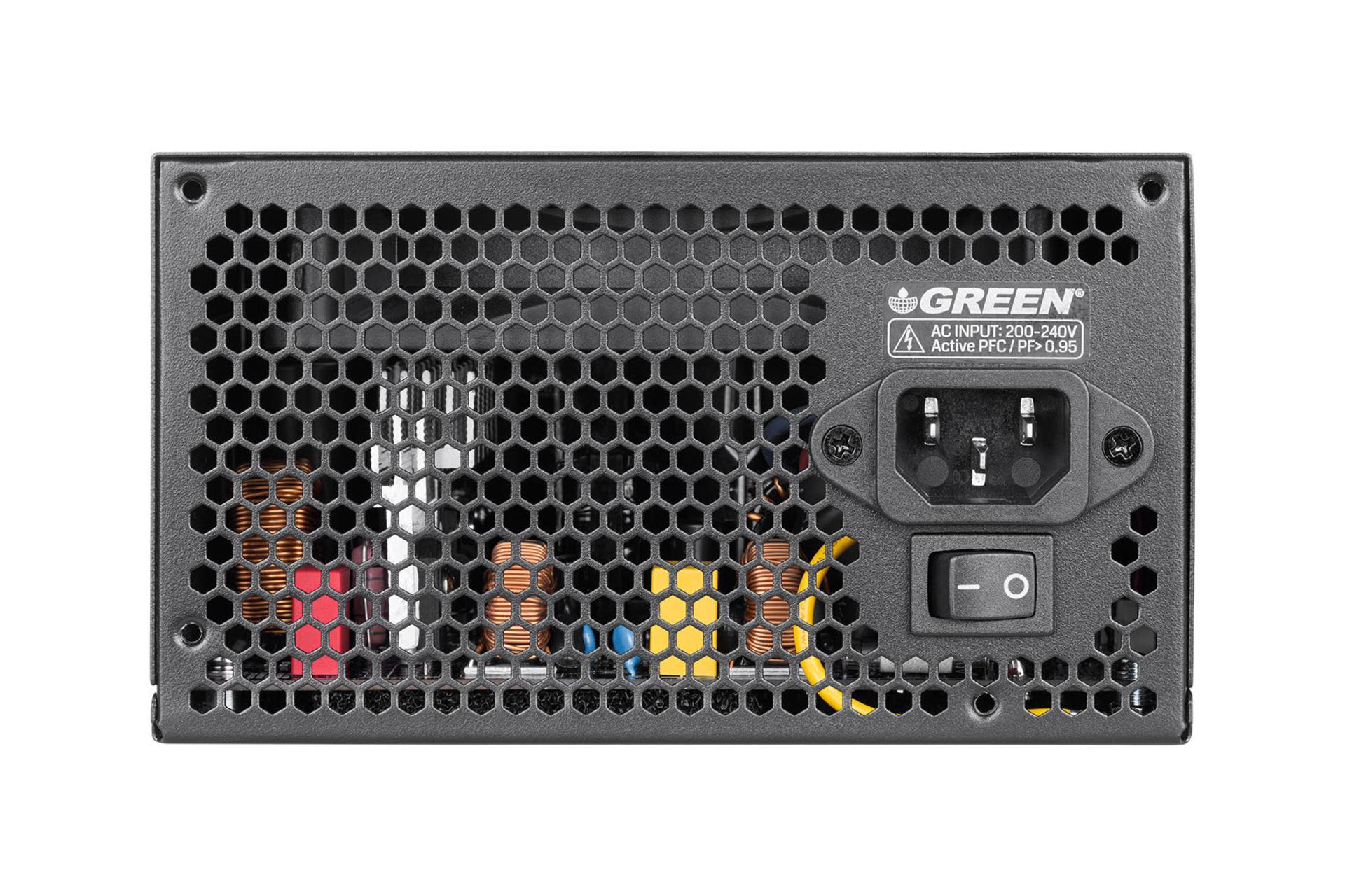 نمای پشت پاور کامپیوتر گرین GP550A-ECO D با توان 550 وات