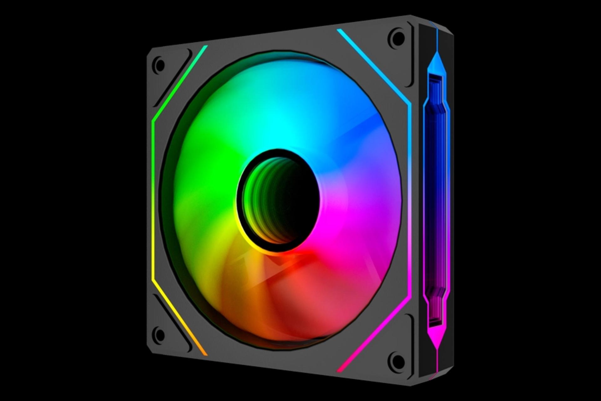 نمای سمت راست فن کیس لاجی کی F325RE بسته 3 عددی