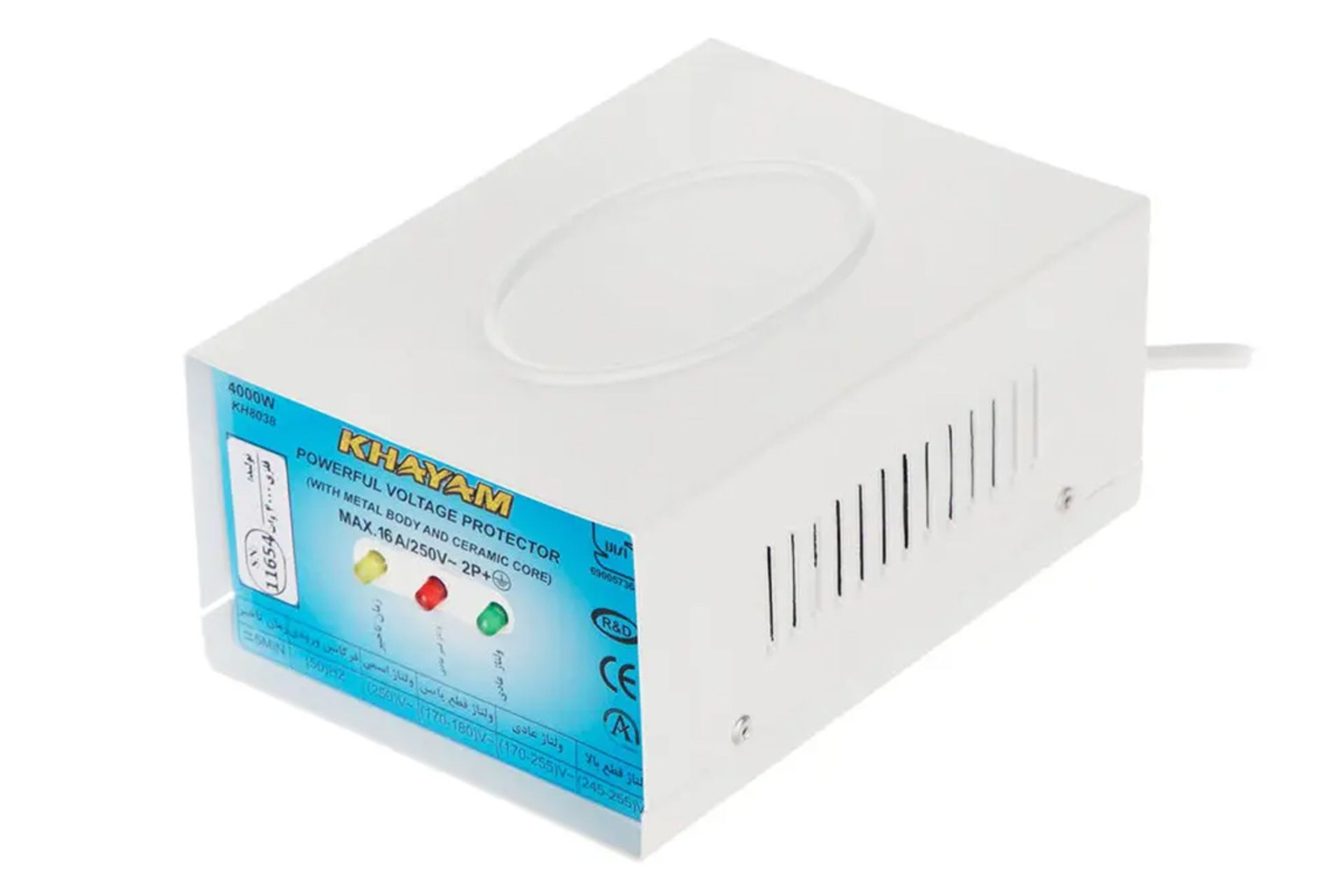 ابعاد و اندازه محافظ ولتاژ خیام الکتریک مدل KH8038 با توان 4000 وات