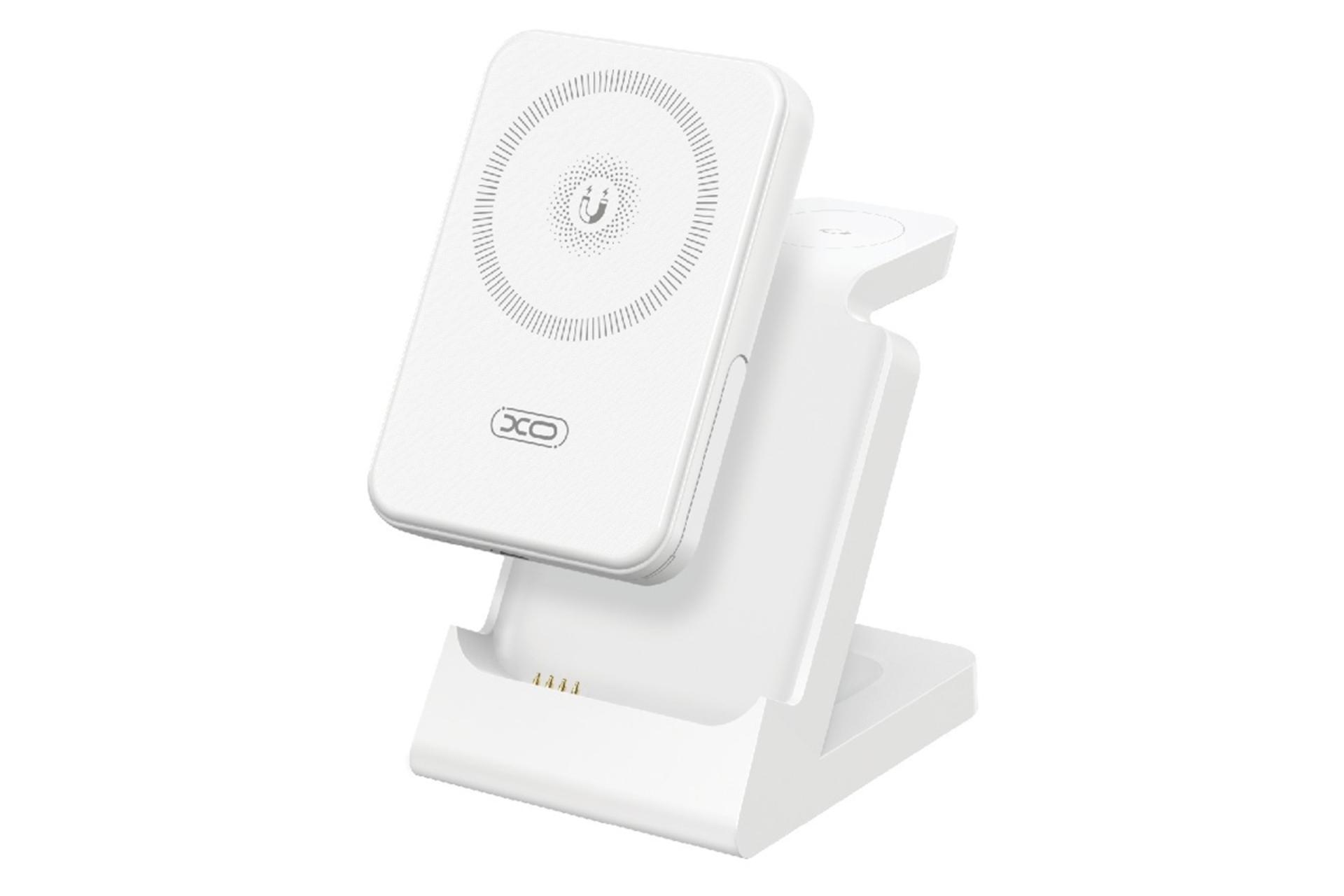 پاور بانک ایکس او CX033 با ظرفیت 5000 میلی‌آمپر ساعت و امکان شارژ بی سیم رنگ سفید