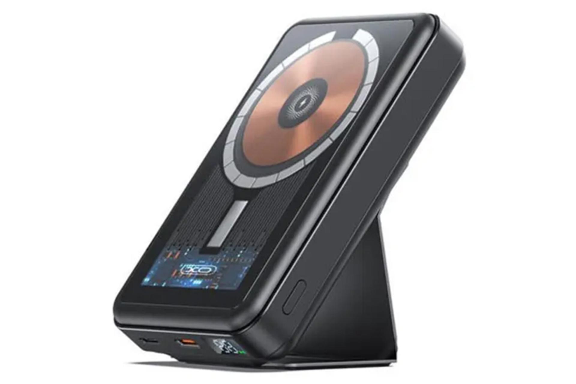 پاور بانک ایکس او PR202 با ظرفیت 10000 میلی‌آمپر ساعت و امکان شارژ بی سیم رنگ مشکی