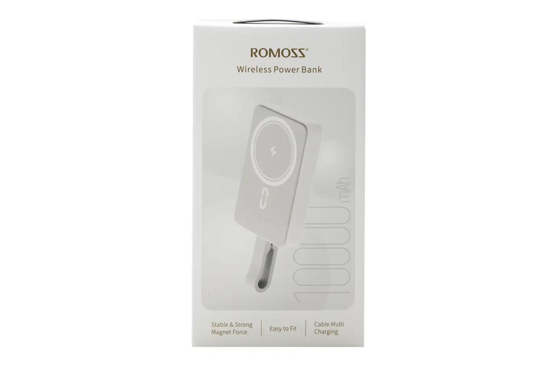 جعبه پاور بانک روموس WMS10-121 با ظرفیت 10000 میلی‌آمپر ساعت و امکان شارژ بی سیم