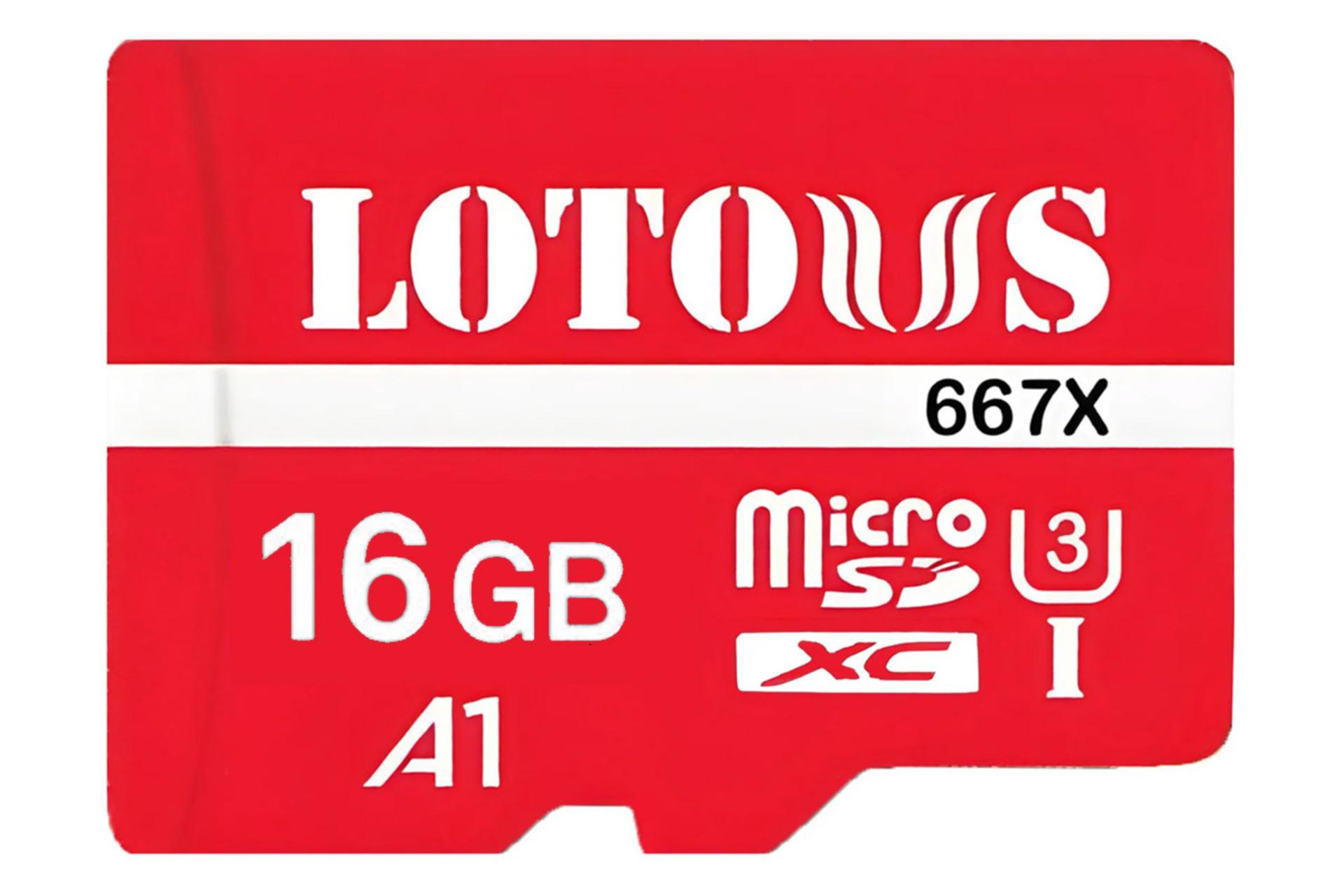 کارت حافظه لوتوس microSDXC با ظرفیت 16 گیگابایت مدل 667X V30 A1 کلاس 10